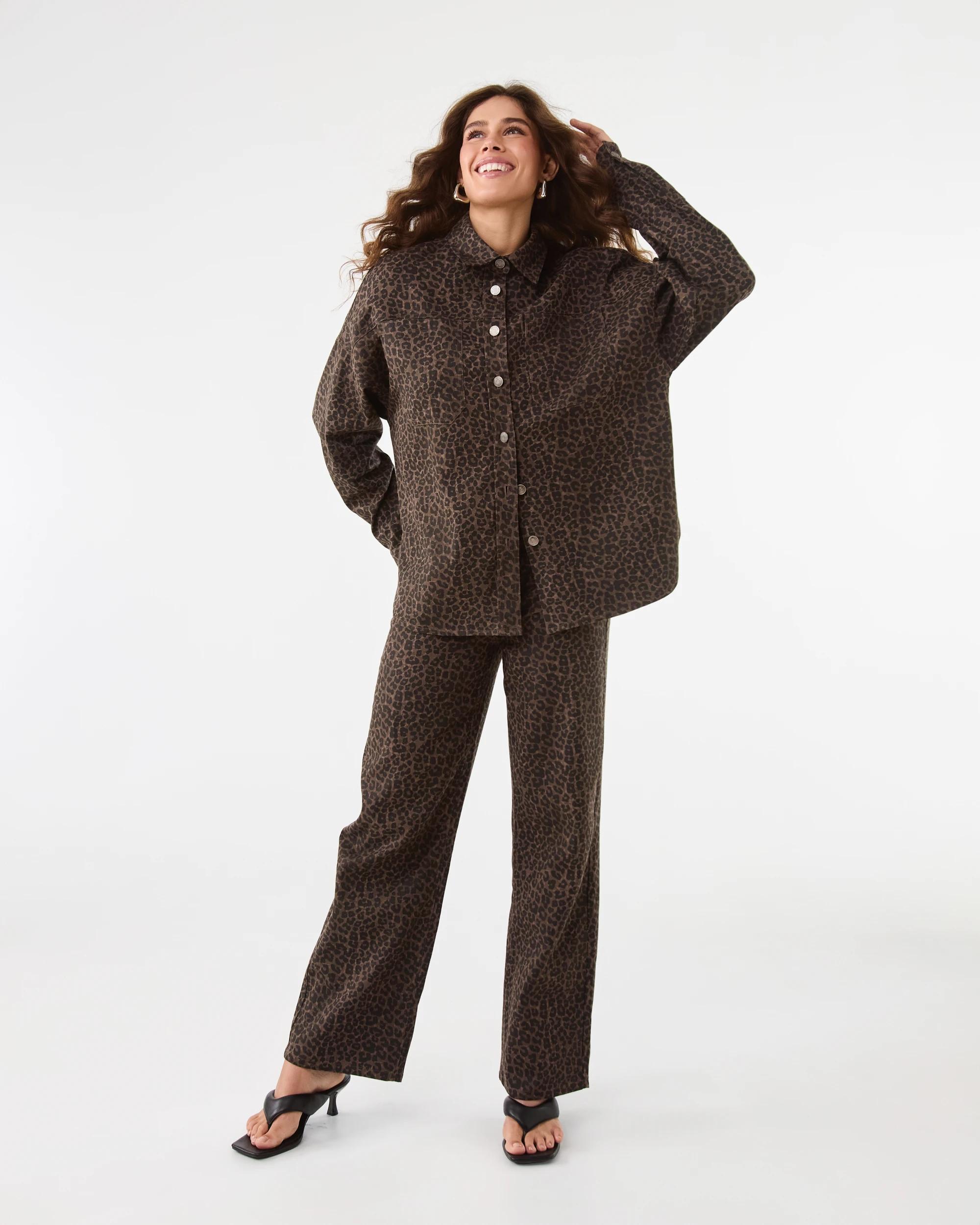 2 Long Sleeve Denim Shirt Brwn Leop, 2 of 10