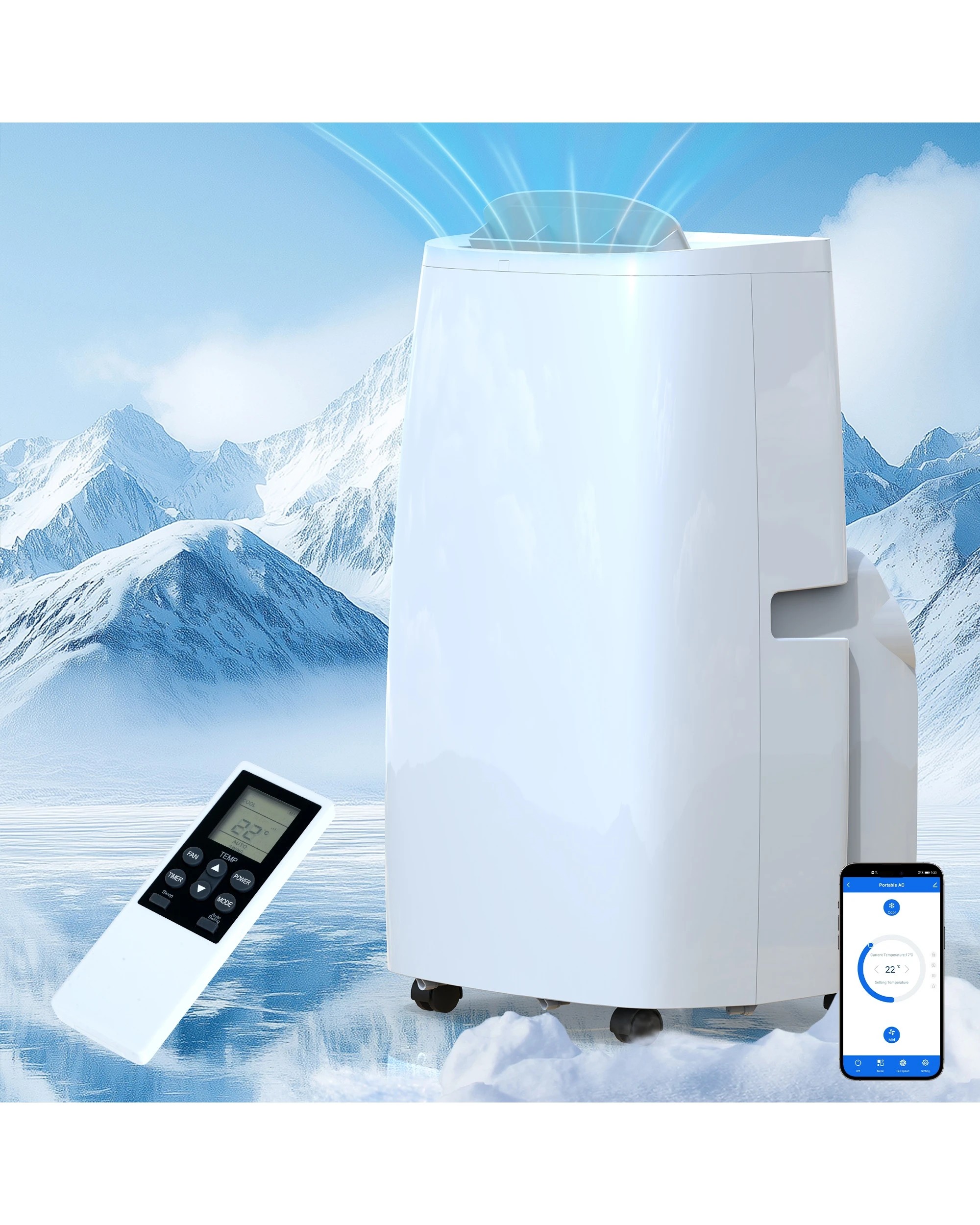 3 Advwin Portable Air Conditioner Evaporative Cooler Fan 16000BTU White, 3 of 7