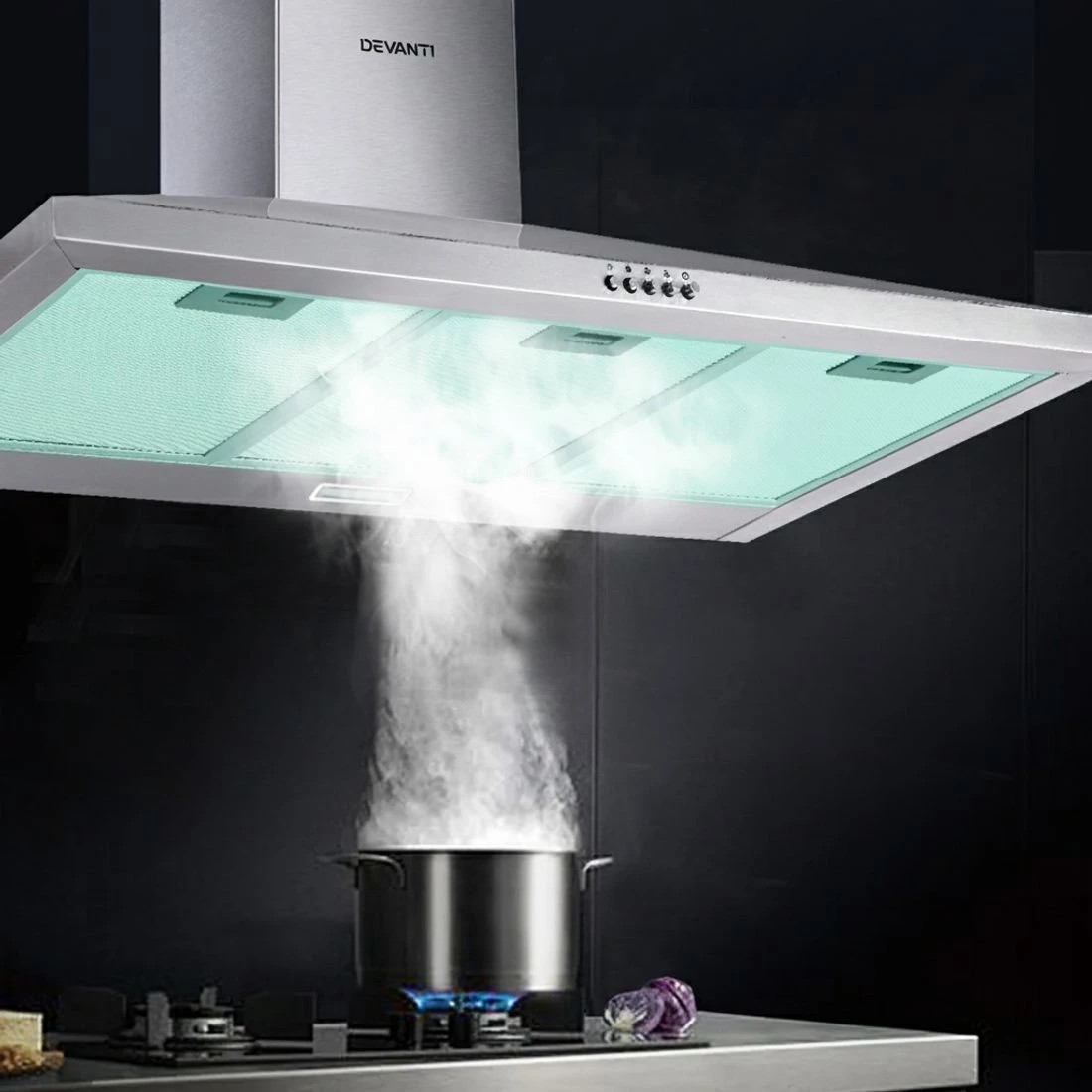 5 Devanti 900mm Range Hood 90cm Rangehood Stainless Steel - Silver, 5 of 6