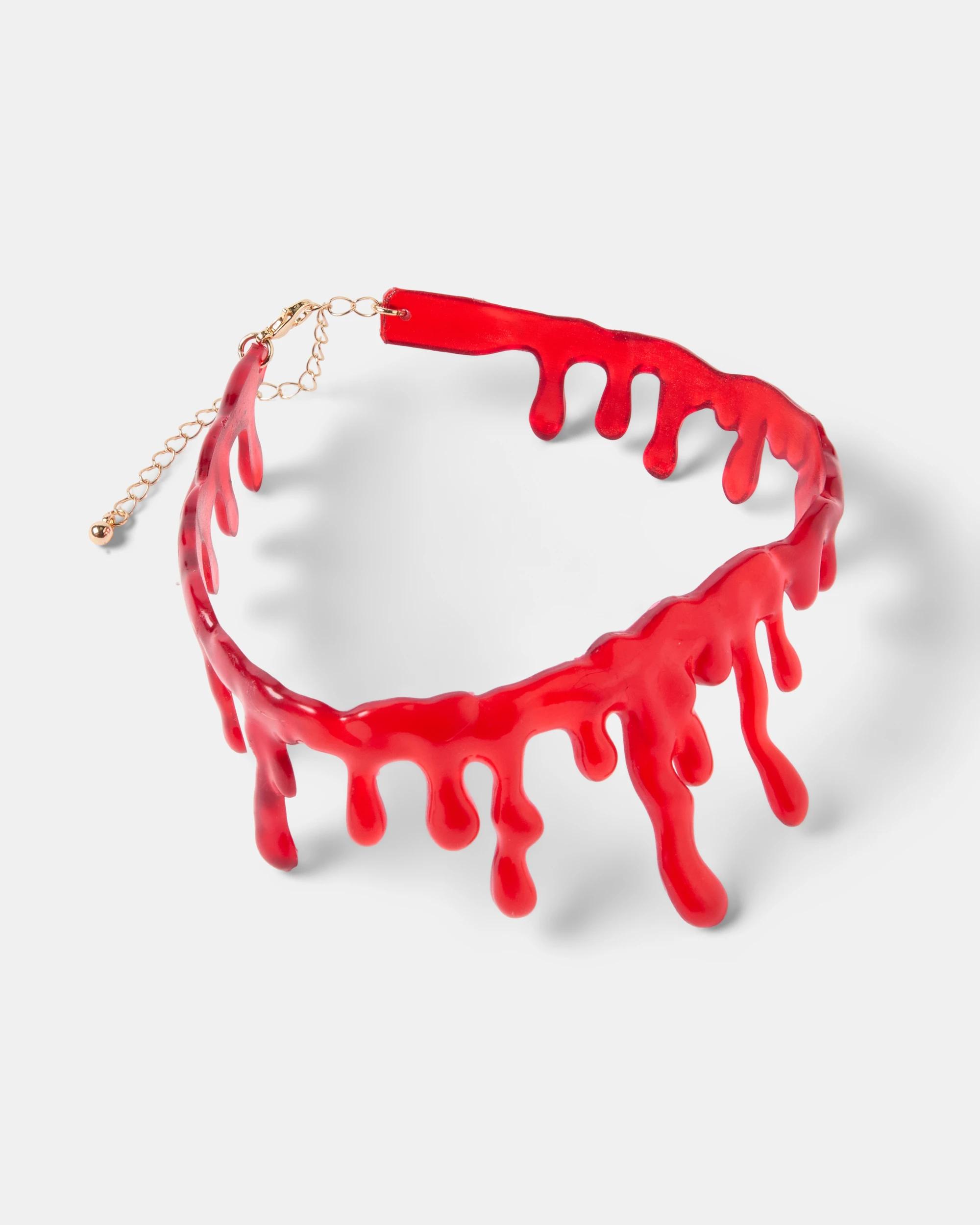 2 Halloween Vampire Necklace and Earrings Set - Red RED, 2 of 4