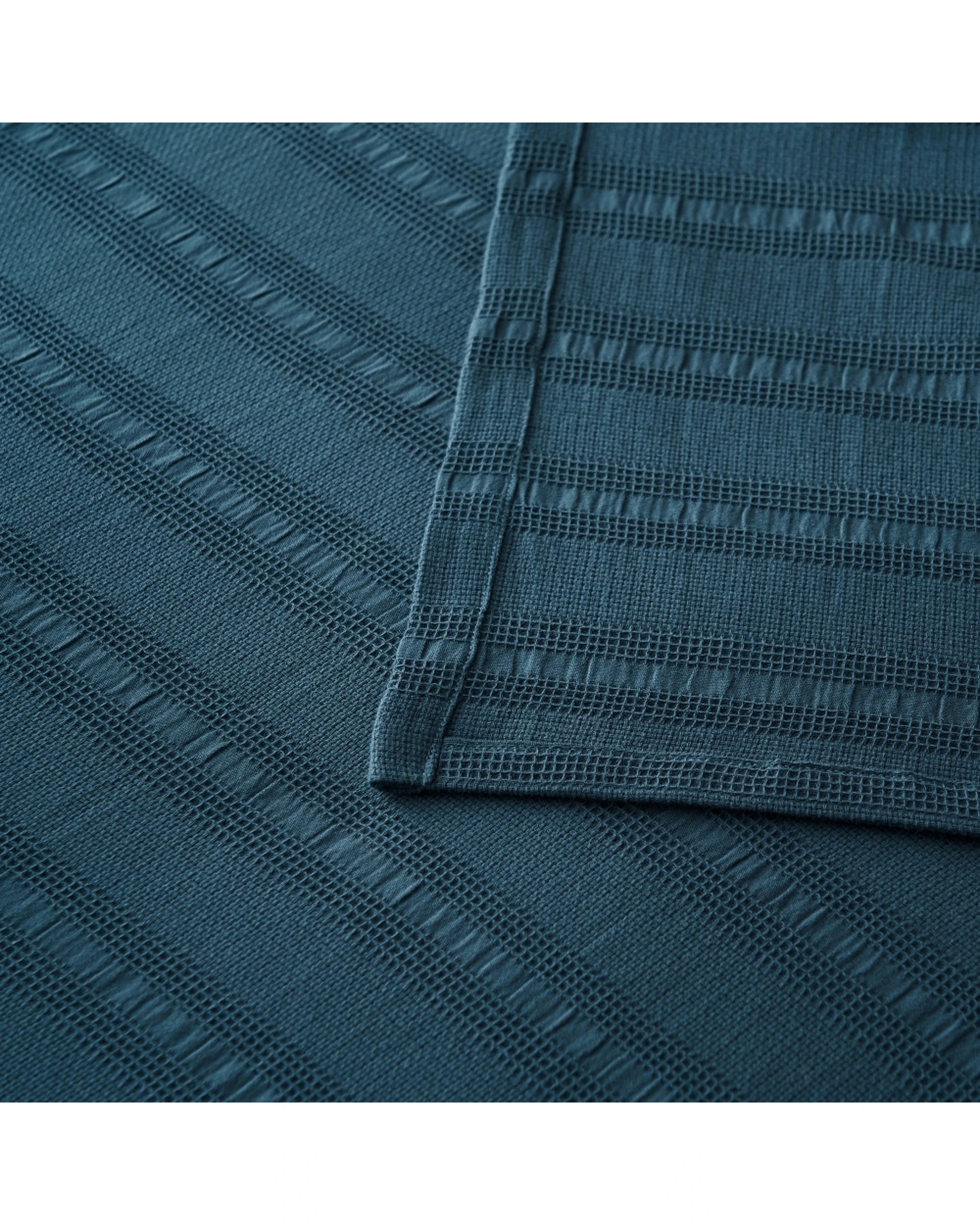 4 Bianca Ashcombe Yarn Dyed Cotton Waffle Bedspread Set - Queen Bed - Blue, 4 of 5