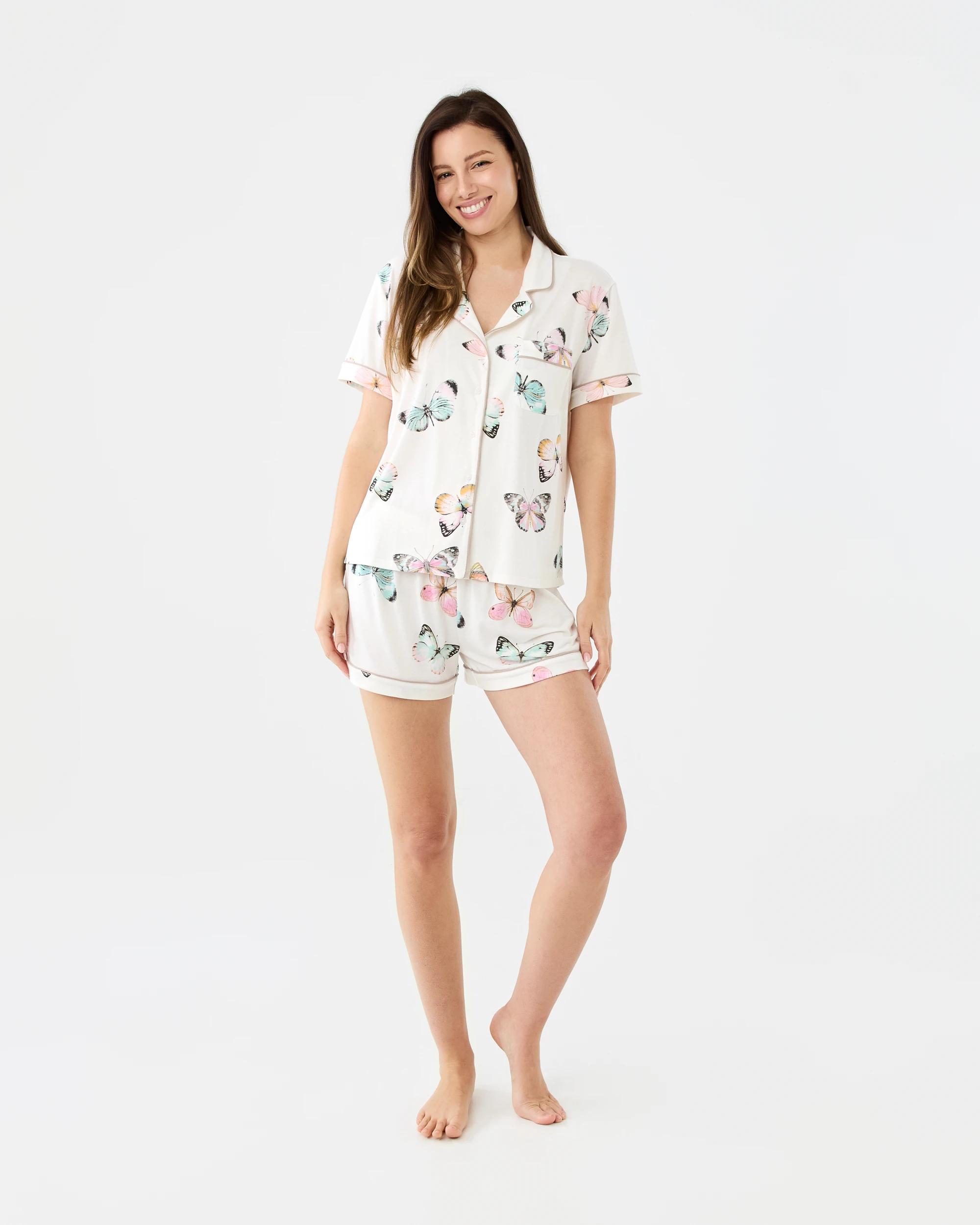 7 Short Sleeve Top and Shorts Comfort Pyjama Set Butterfly, 7 of 7
