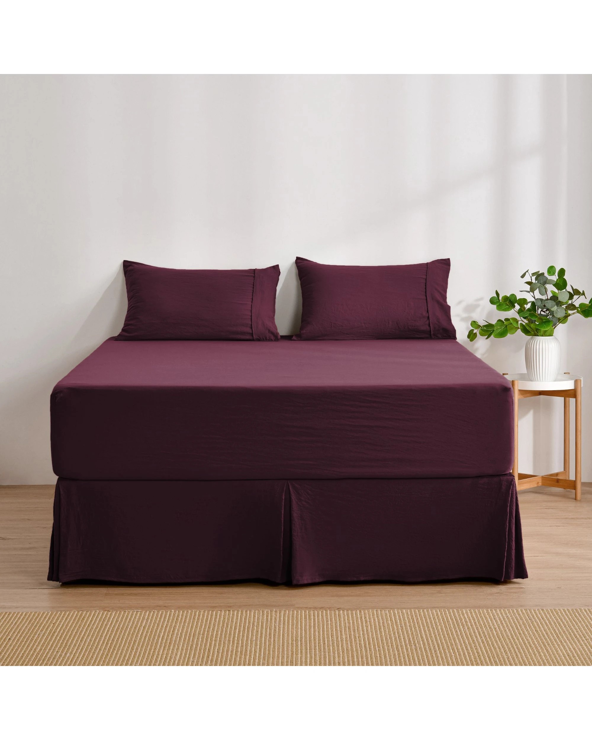 6 Dreamaker Superfine Washed Microfibre Pleated Valance - Super King Bed - Cherry, 6 of 7