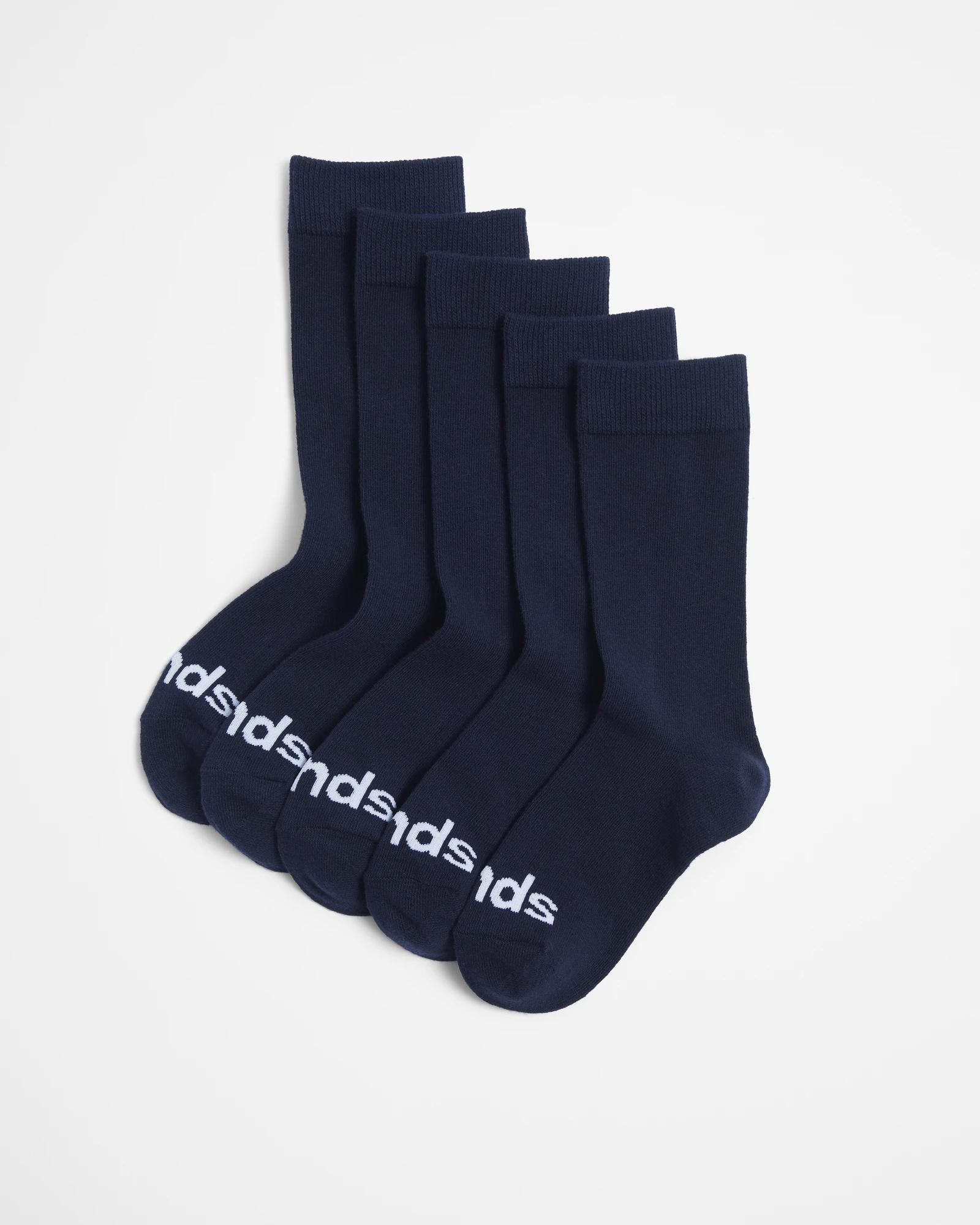 1 Bonds Kids Crew Socks 5 Pack NAVY BLUE, 1 of 3