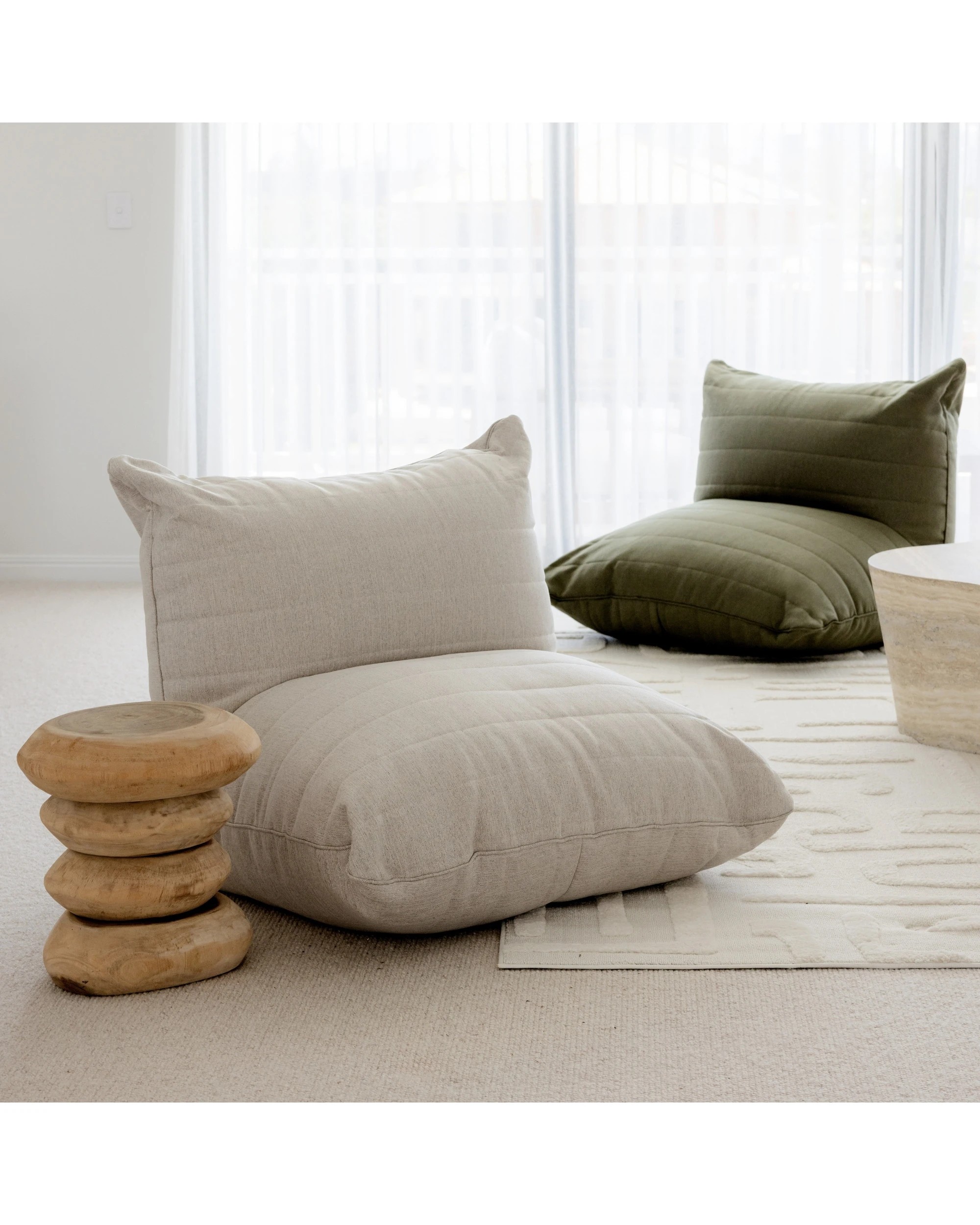 8 Cadence & Co. Linoire Quilted Beanbag Lounger Cover - Sand Dune, 8 of 10