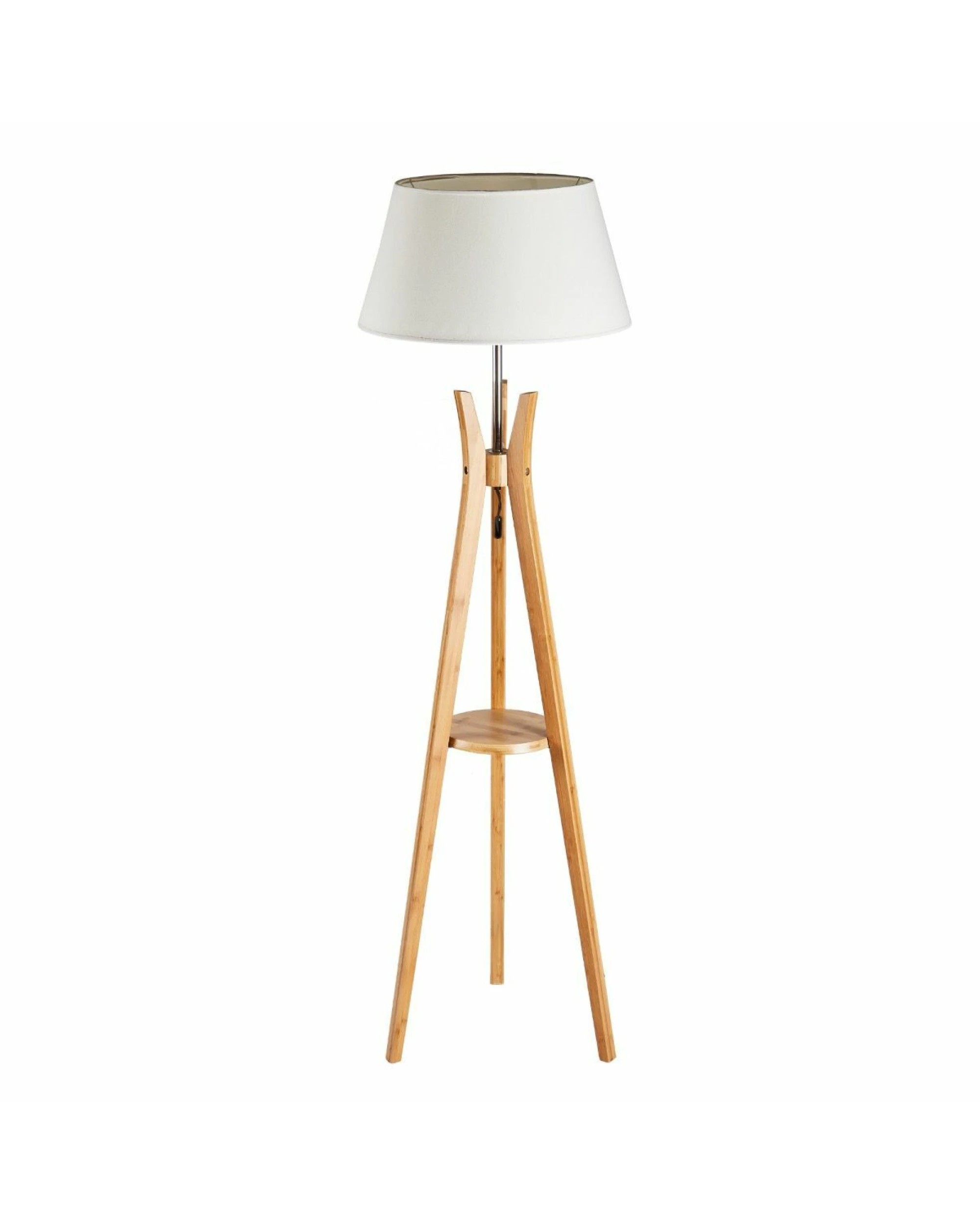 7 BR Home Bamboo Tripod Floor Lamp with Linen Shade, 7 of 8