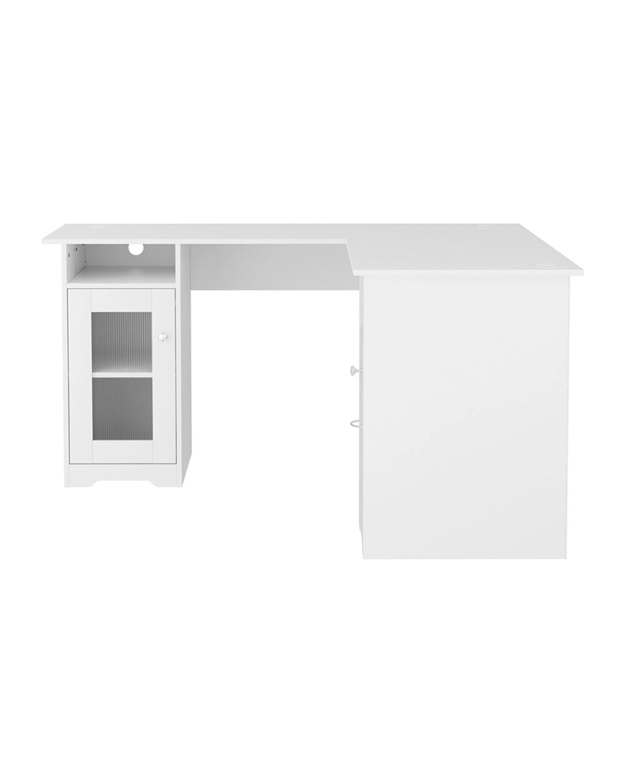 3 Artiss Computer Desk Shelf Cabinet L-Shape  150CM - White, 3 of 4