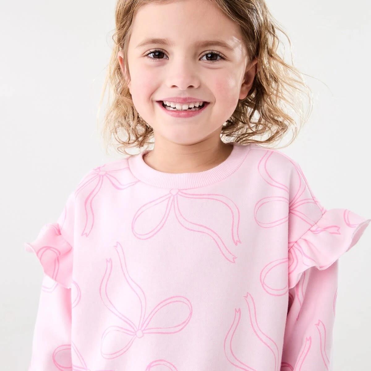 3 Frill Sleeve All Over Print Crew Neck Sweatshirt GRACEFUL BOWS BALLERINA, 3 of 6