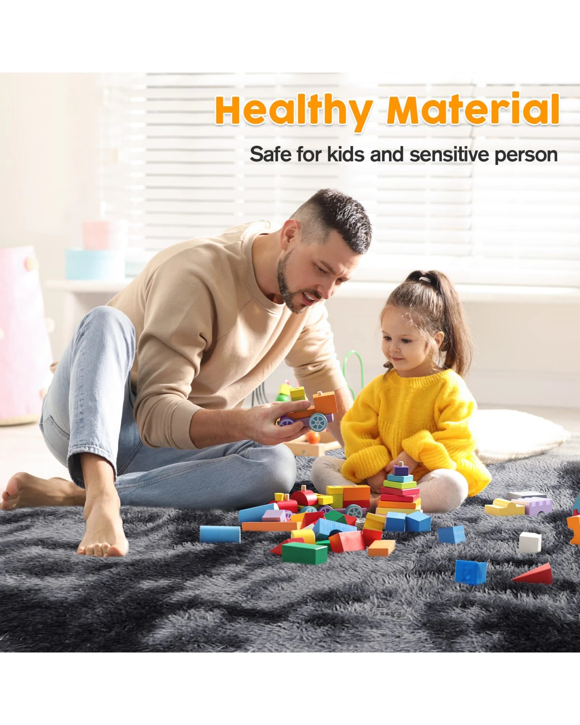 6 Advwin Non-slip Shaggy Rugs Floor Rug Living Room Bedroom Mat Large Carpet Dark Grey 160*230cm, 6 of 7