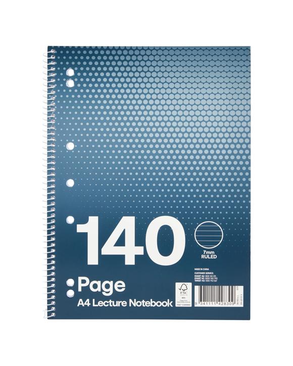 140 Page A4 Lecture Notebook - Navy