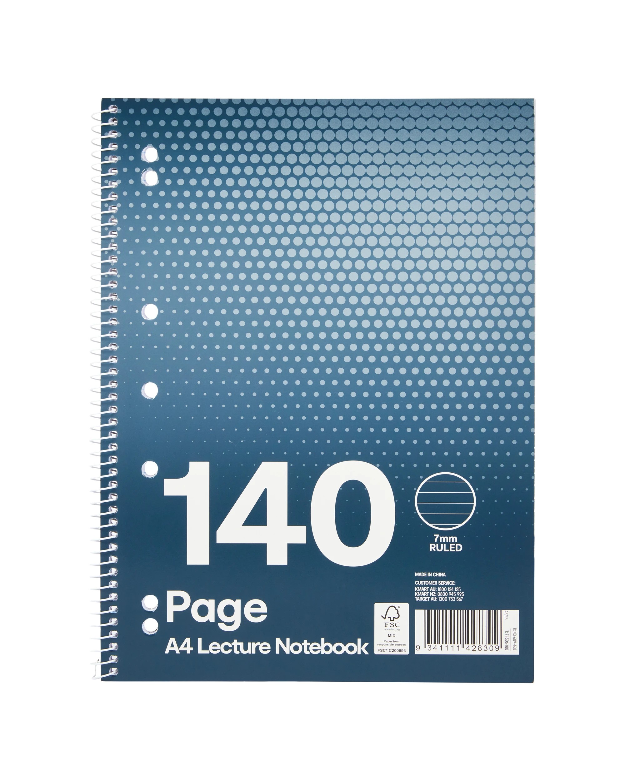 1 140 Page A4 Lecture Notebook - Navy, 1 of 4