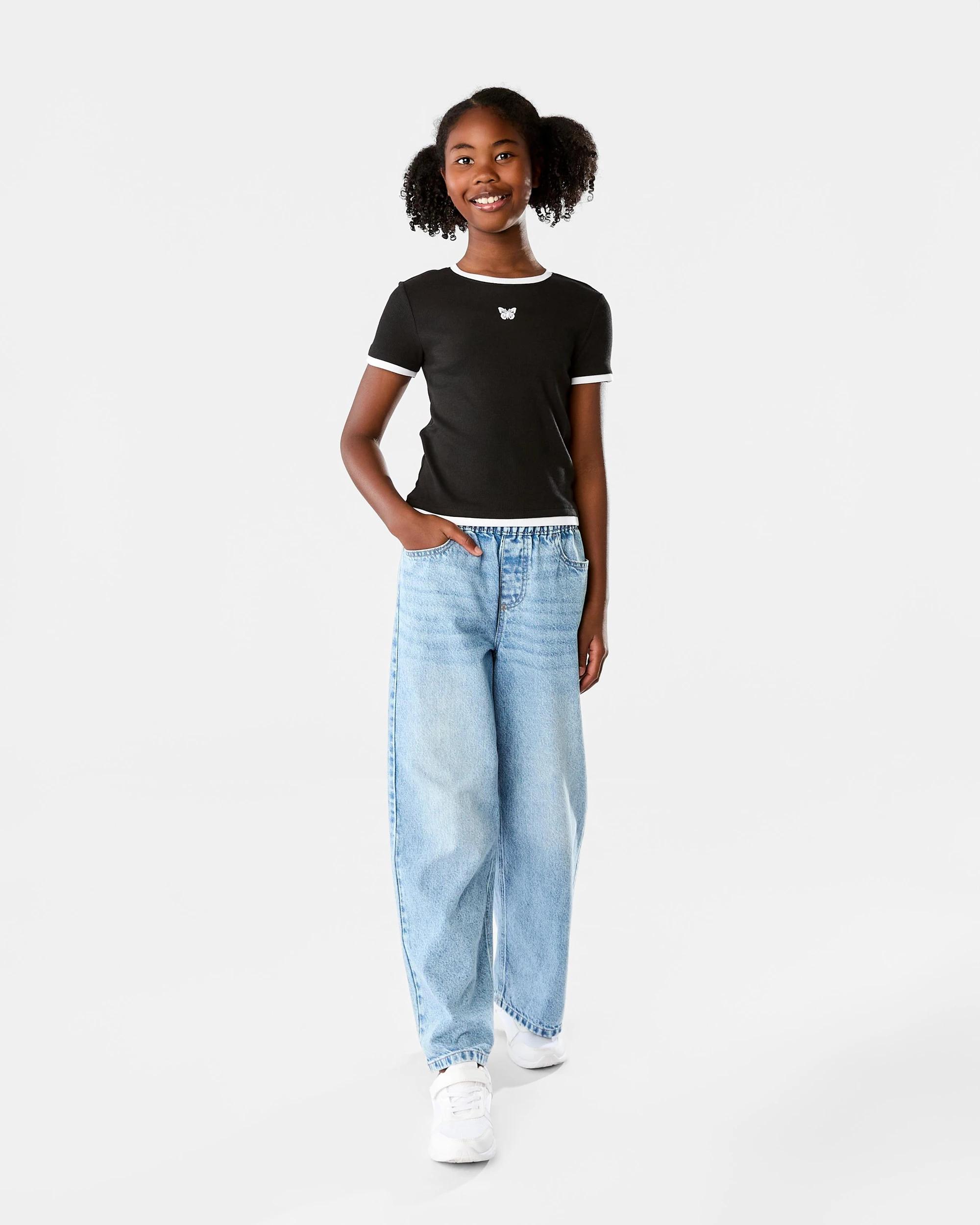 7 Short Sleeve Contrast Trim T-Shirt Blk Btrfy, 7 of 8