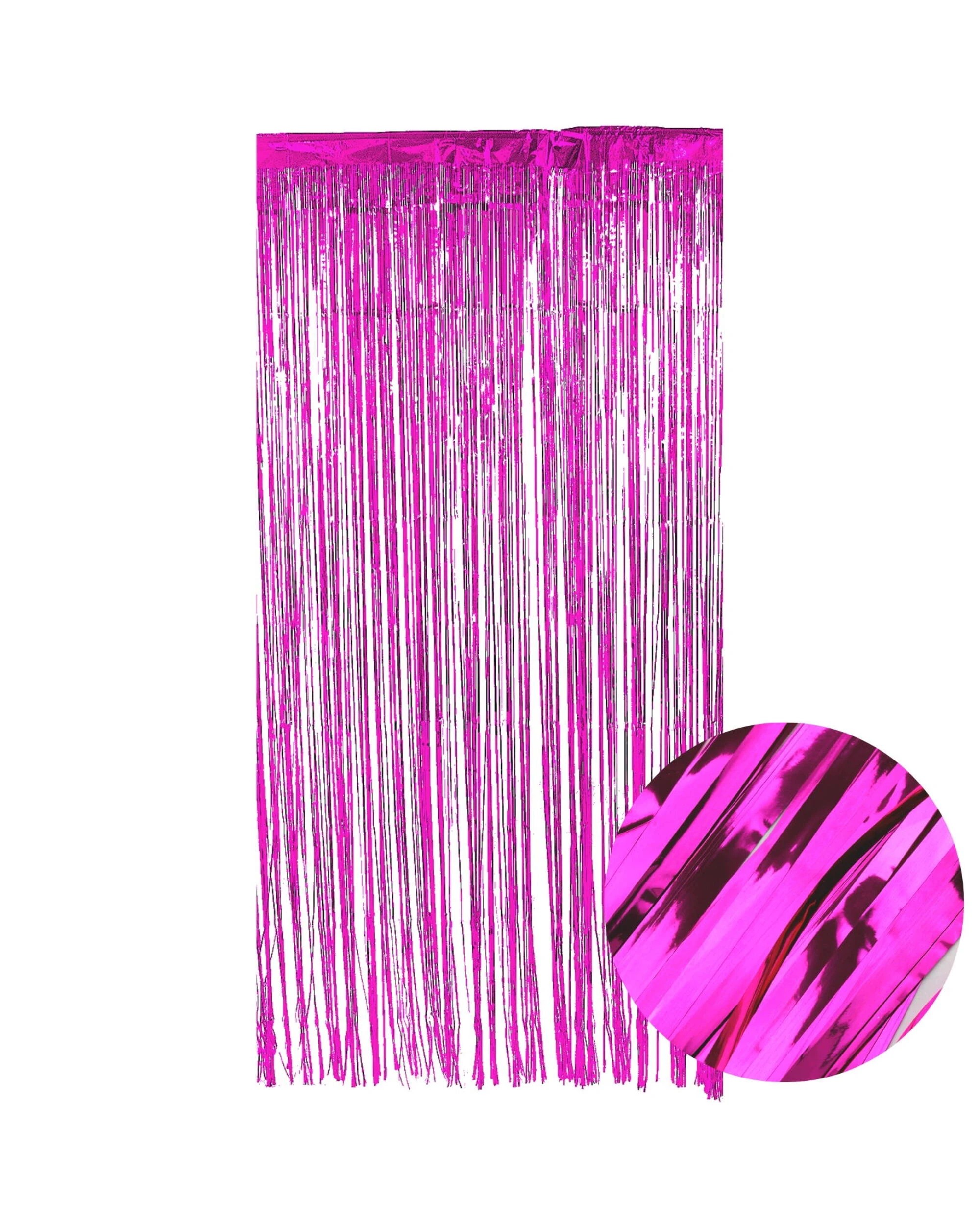 1 Party Maker Metallic Foil Backdrop Curtain 100cm x 200cm - Hot Pink - Hot Pink, 1 of 1