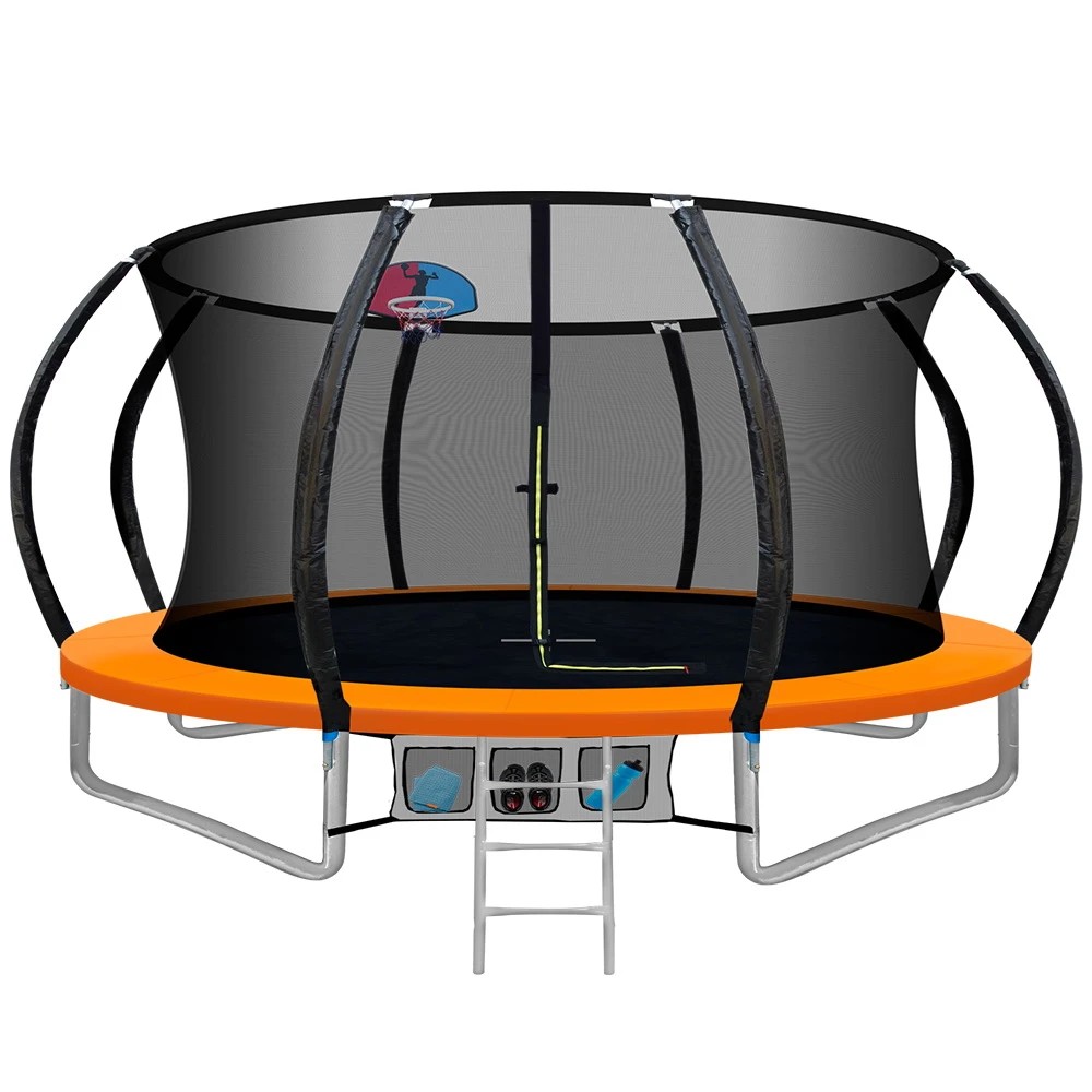 1 Everfit 12FT Trampoline for Kids w/ Ladder Enclosure Safety Net Rebounder - Orange, 1 of 7