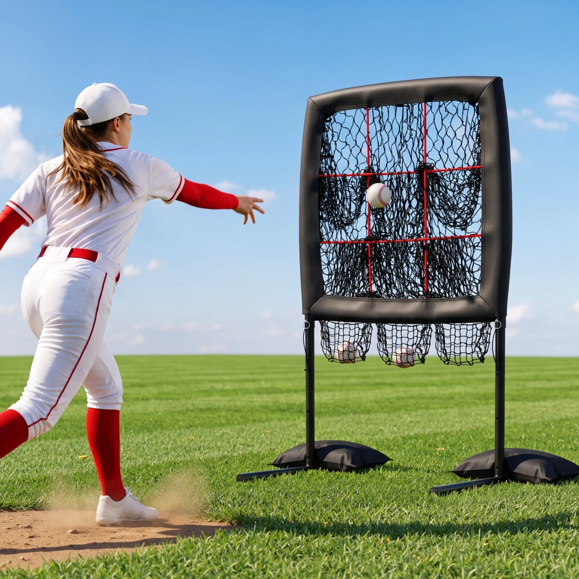 9 Everfit Baseball Pitching Net Training Target Softball Practice 9 Hole - Black, 9 of 9