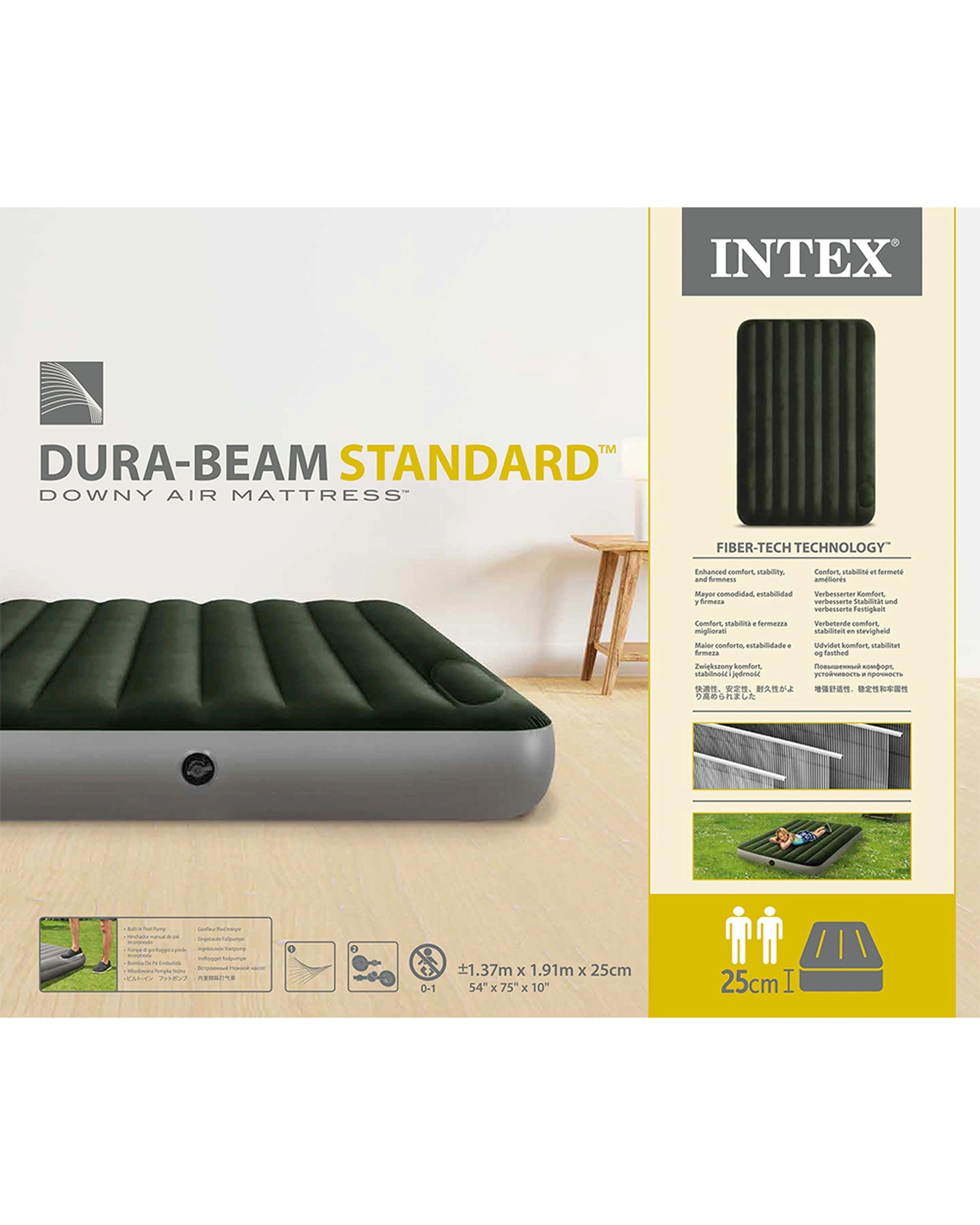 4 Intex Full Dura-Beam Downy Infaltable Airbed With Foot Bip - Double Bed - Grey, 4 of 5