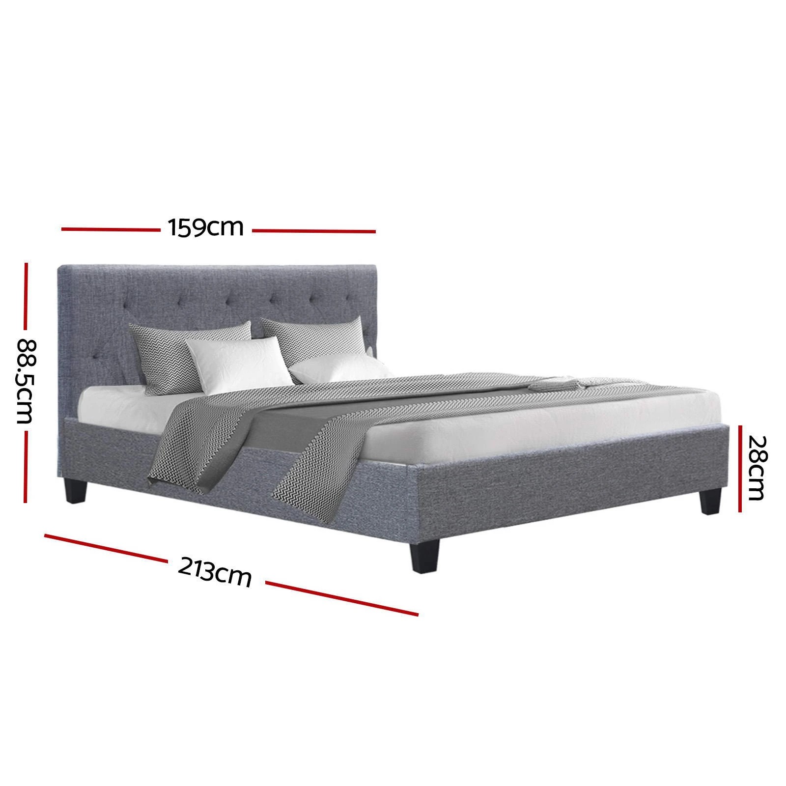 2 Artiss Bed Frame Queen Size VANKE - Grey, 2 of 10