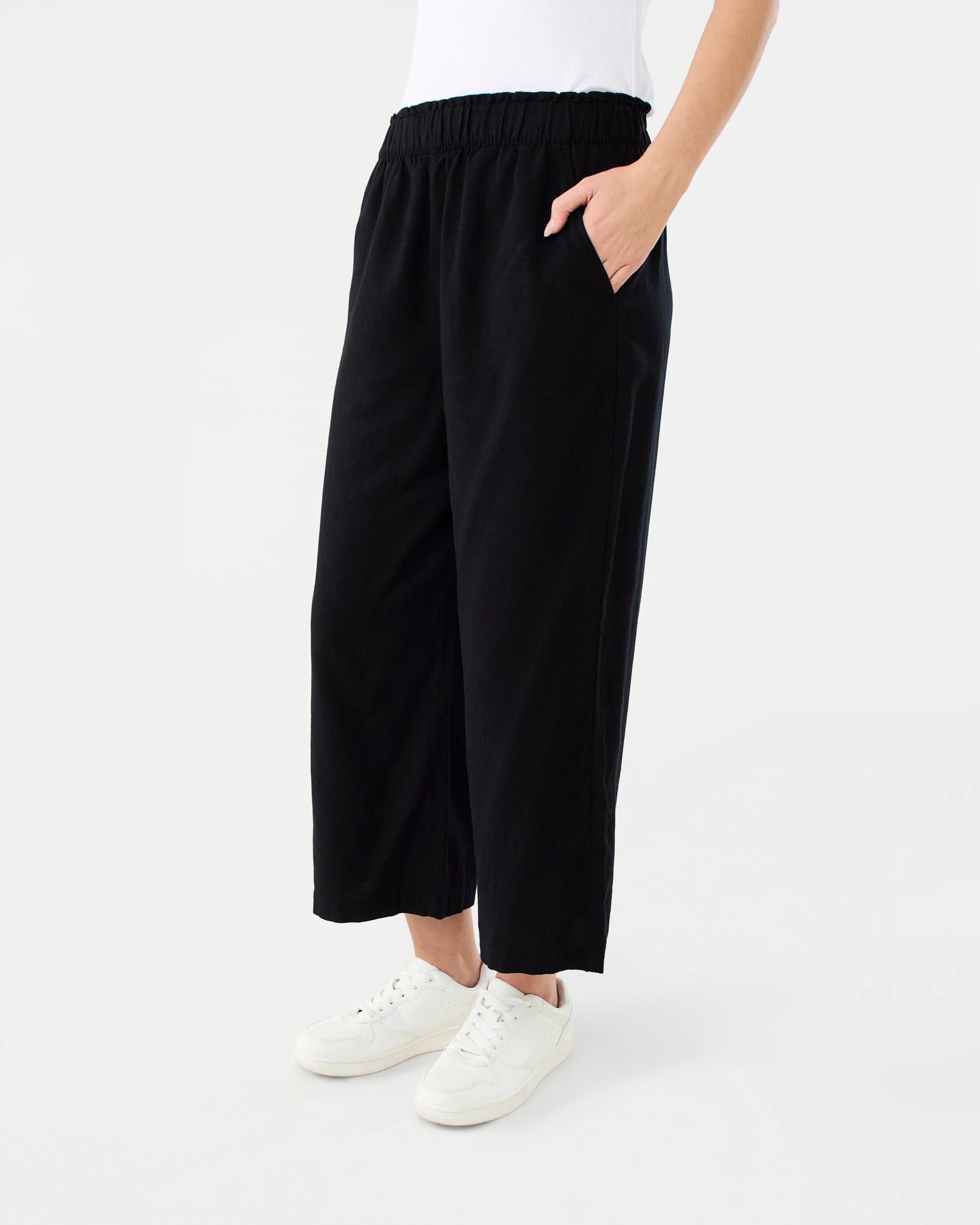 2 Linen Blend Culottes Black, 2 of 4