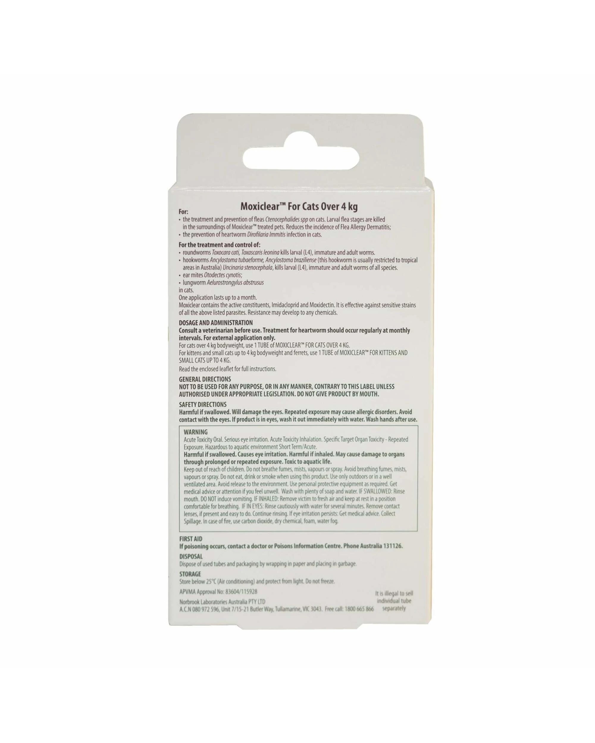 2 Moxiclear Fleas & Worms Treatment for Cats Over 4kg Orange 6 Pack, 2 of 2