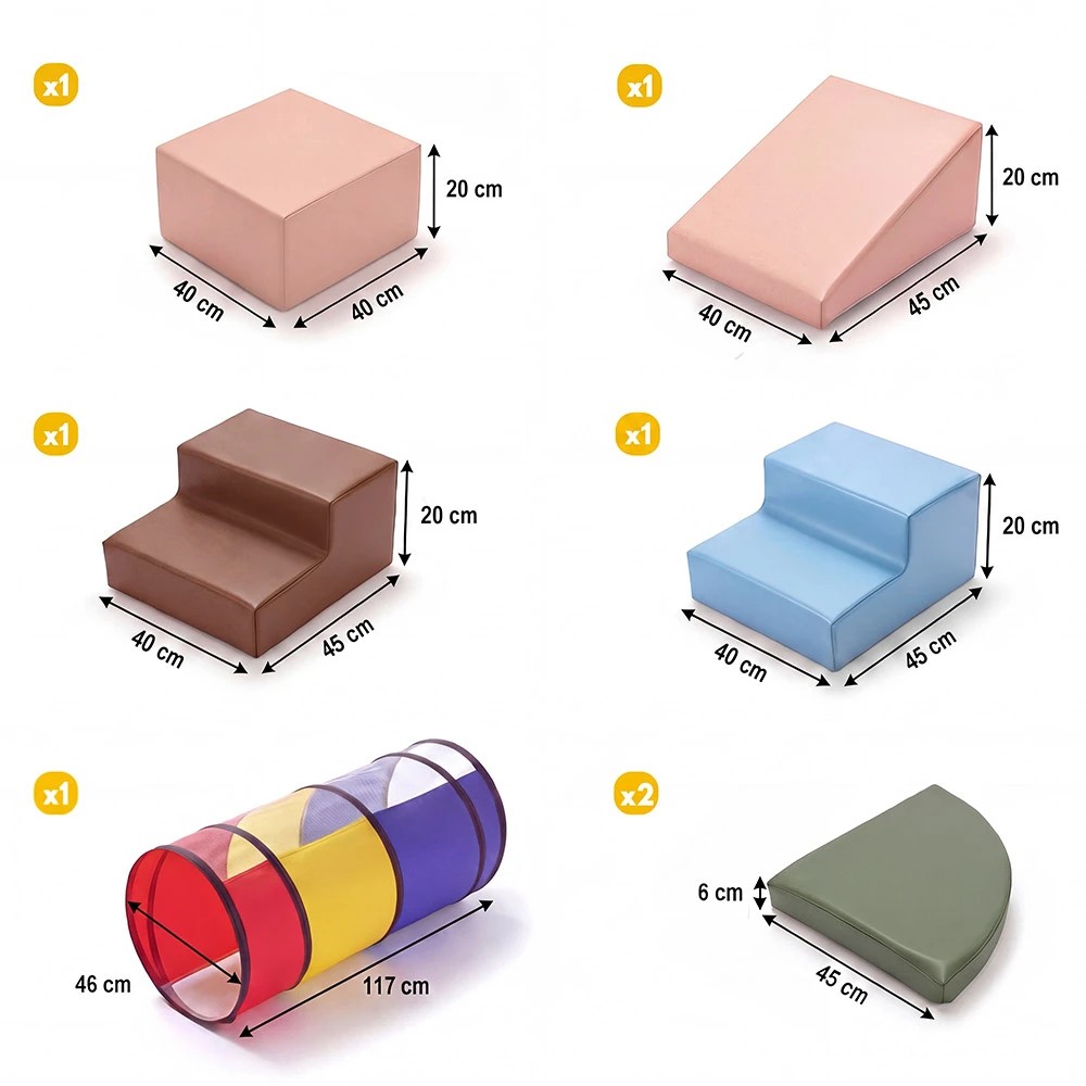 2 PlayPals 7PCS Kids Foam Climbing Blocks Set Activity Toys with Tunnel PU Leather - Multi, 2 of 3