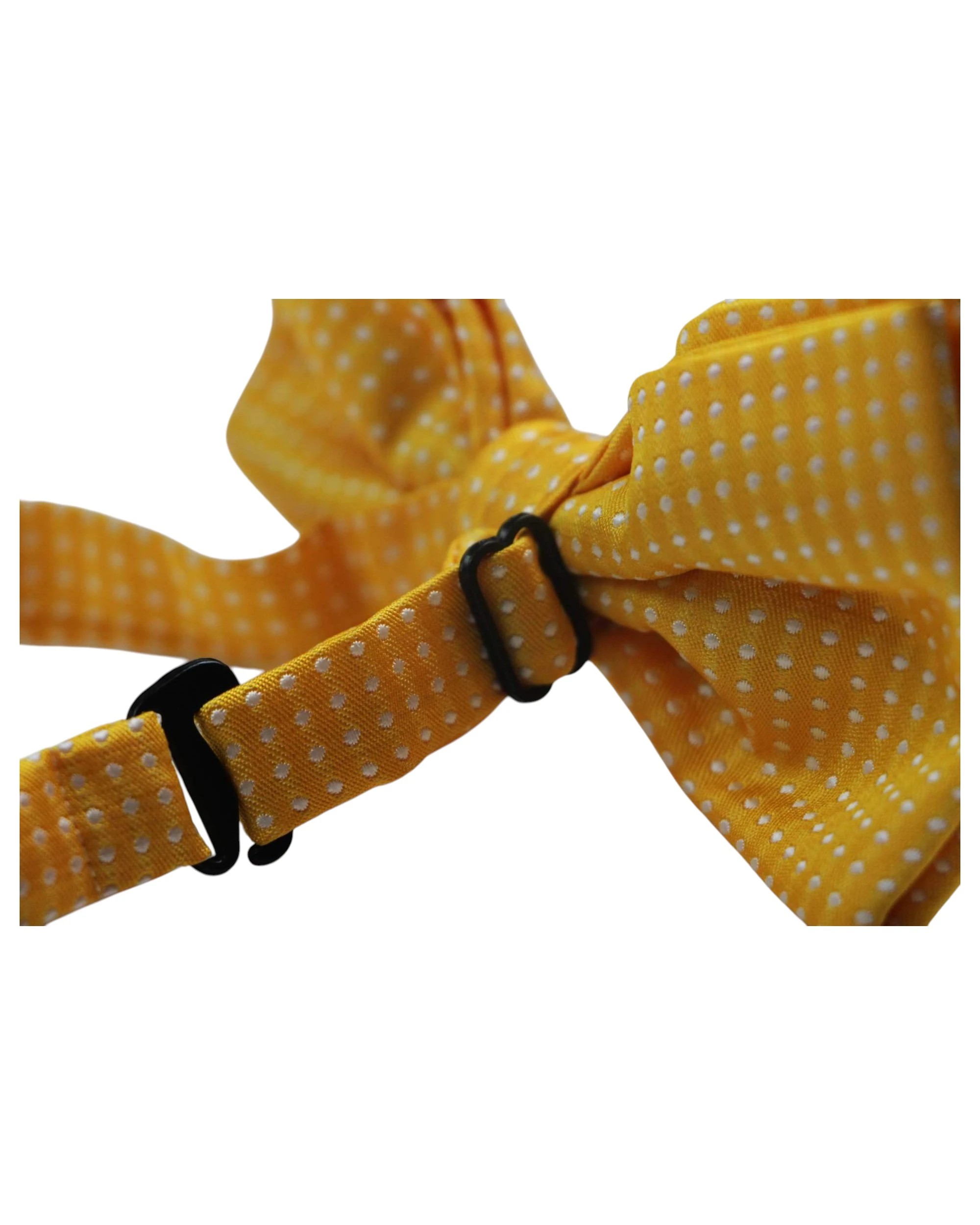 2 Zasel Mens Yellow Plain Coloured Bow Tie With White Polka Dots, 2 of 2