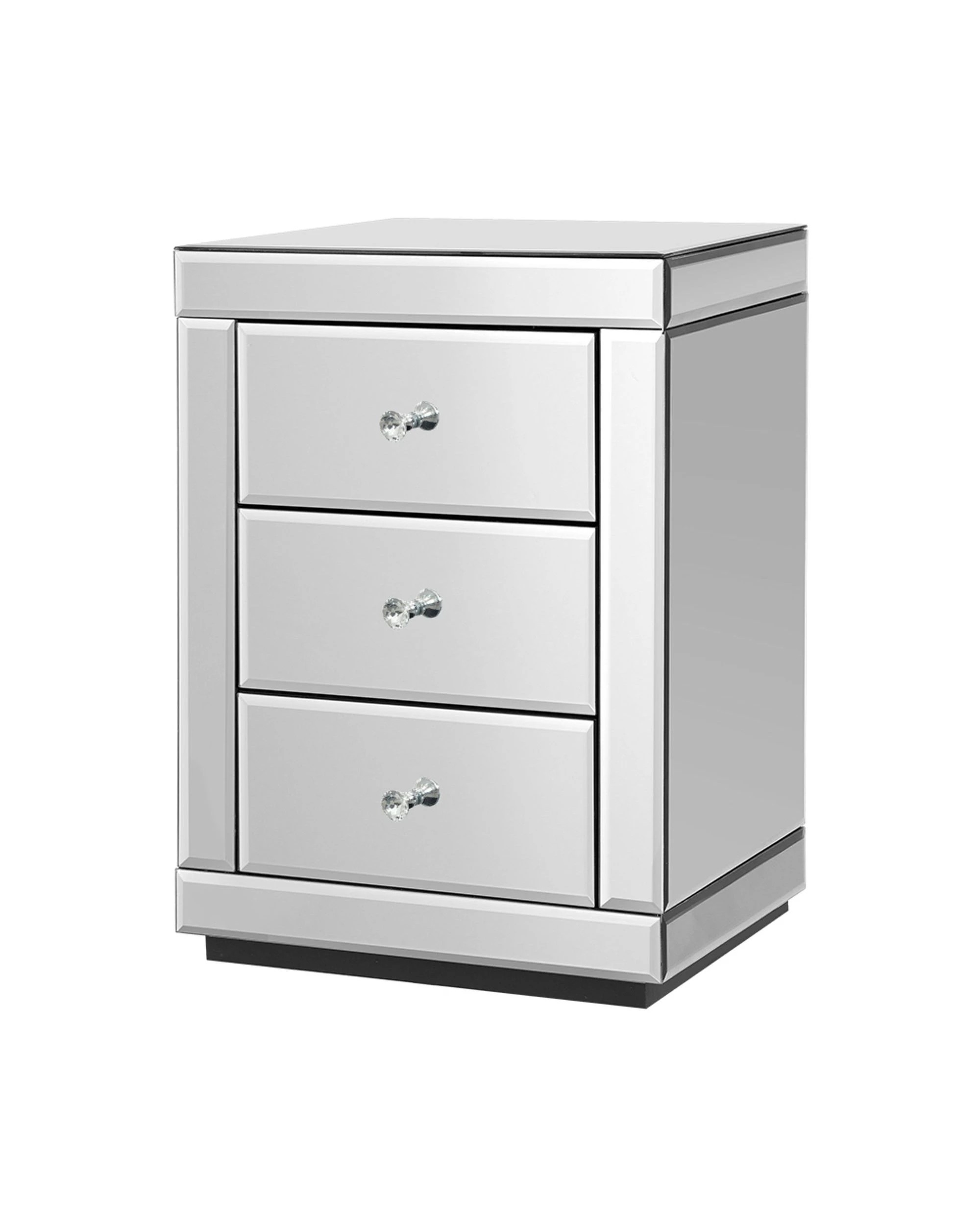 1 Artiss Bedside Table 3 Drawers Mirro - Silver, 1 of 8
