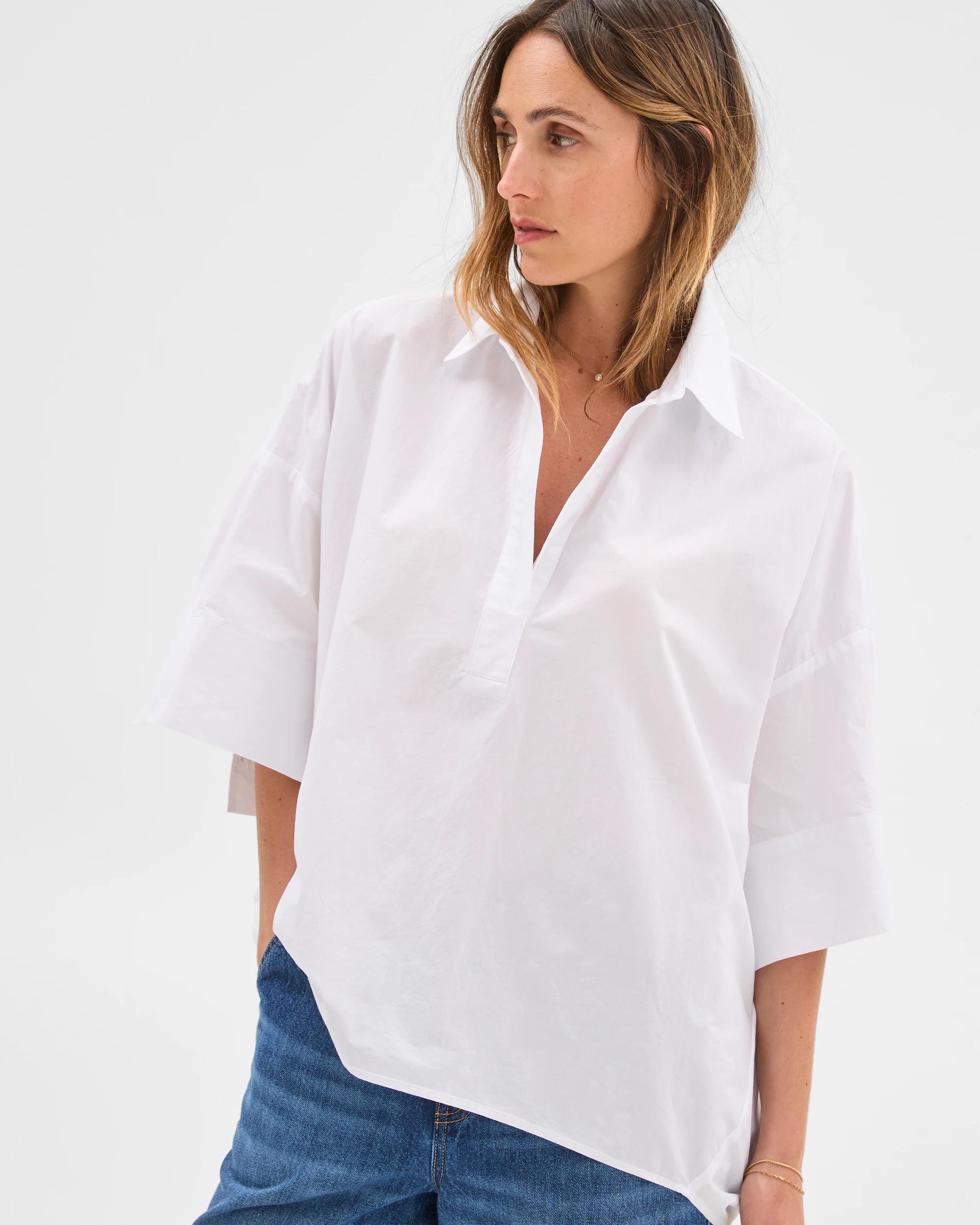 1 Target Australian Cotton Short Sleeve Popover Shirt WHITE, 1 of 6