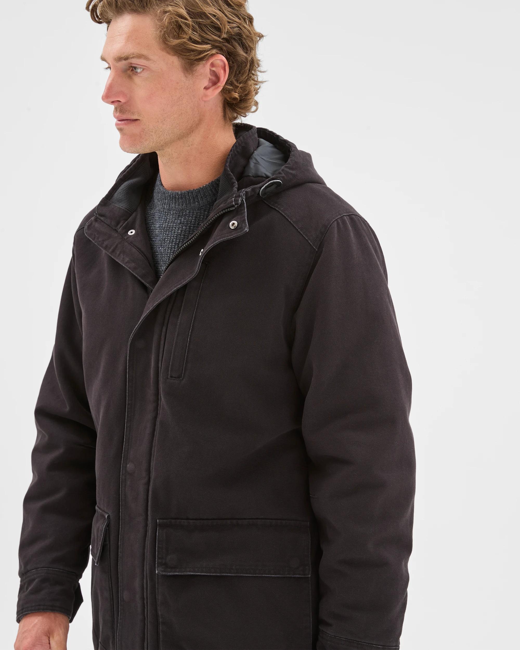 6 Target Man Australian Cotton Canvas Parka Jacket BLACK, 6 of 7