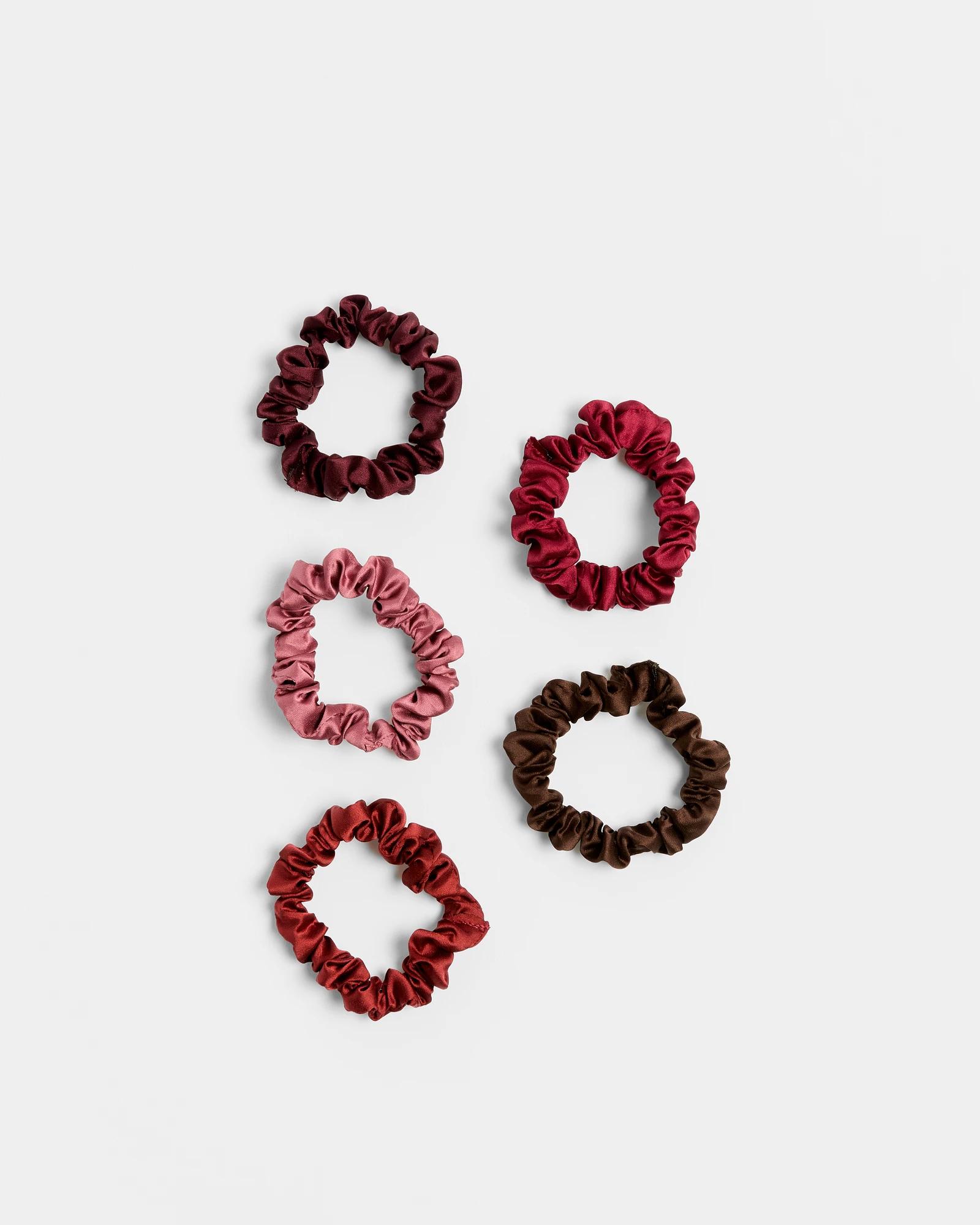 1 Target 5 Pack Satin Scrunchies BURGUNDY, 1 of 1