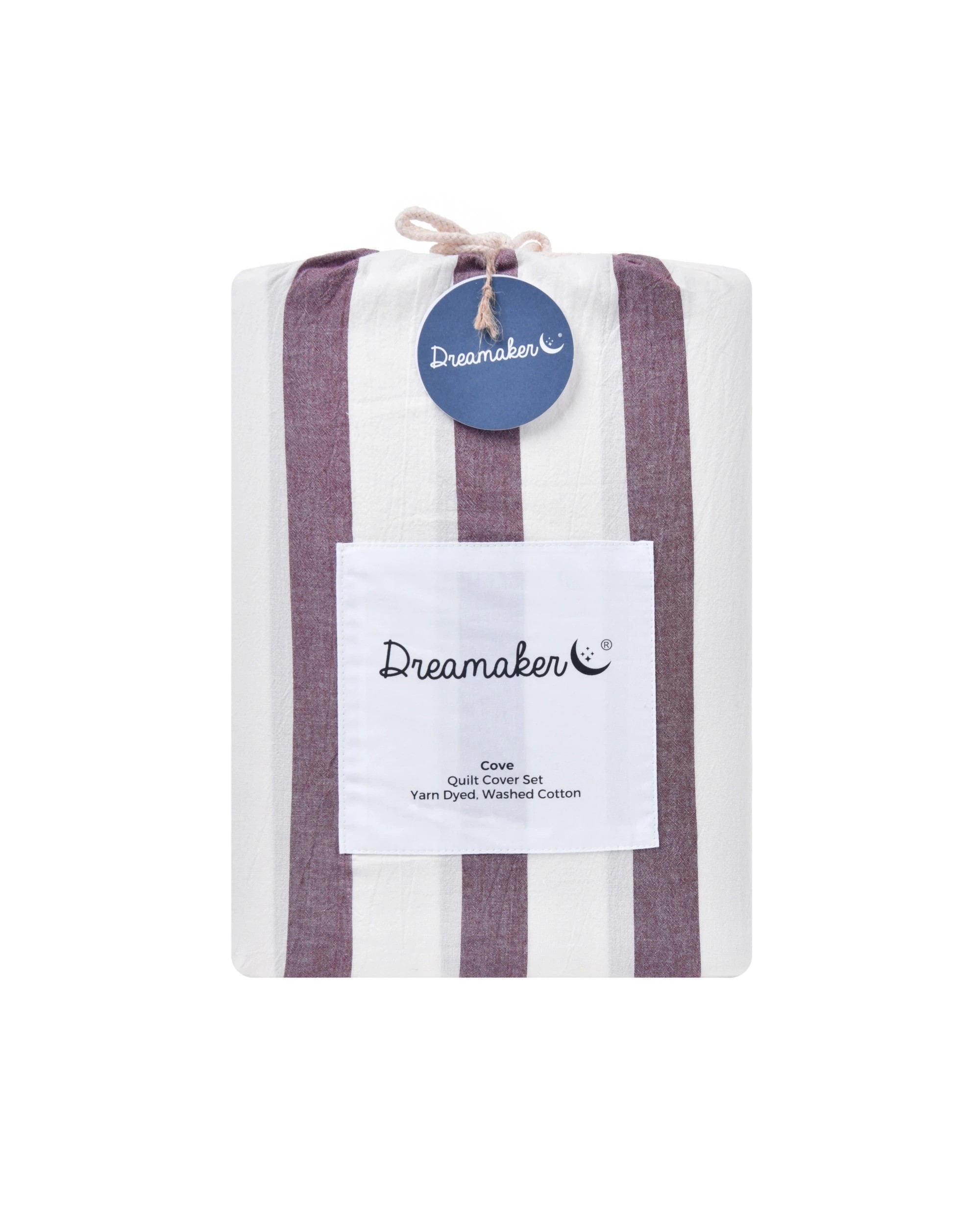 7 Dreamaker Cove Yarn Dyed Washed Cotton Striped Quilt Cover Set - Queen Bed - Plum, 7 of 7
