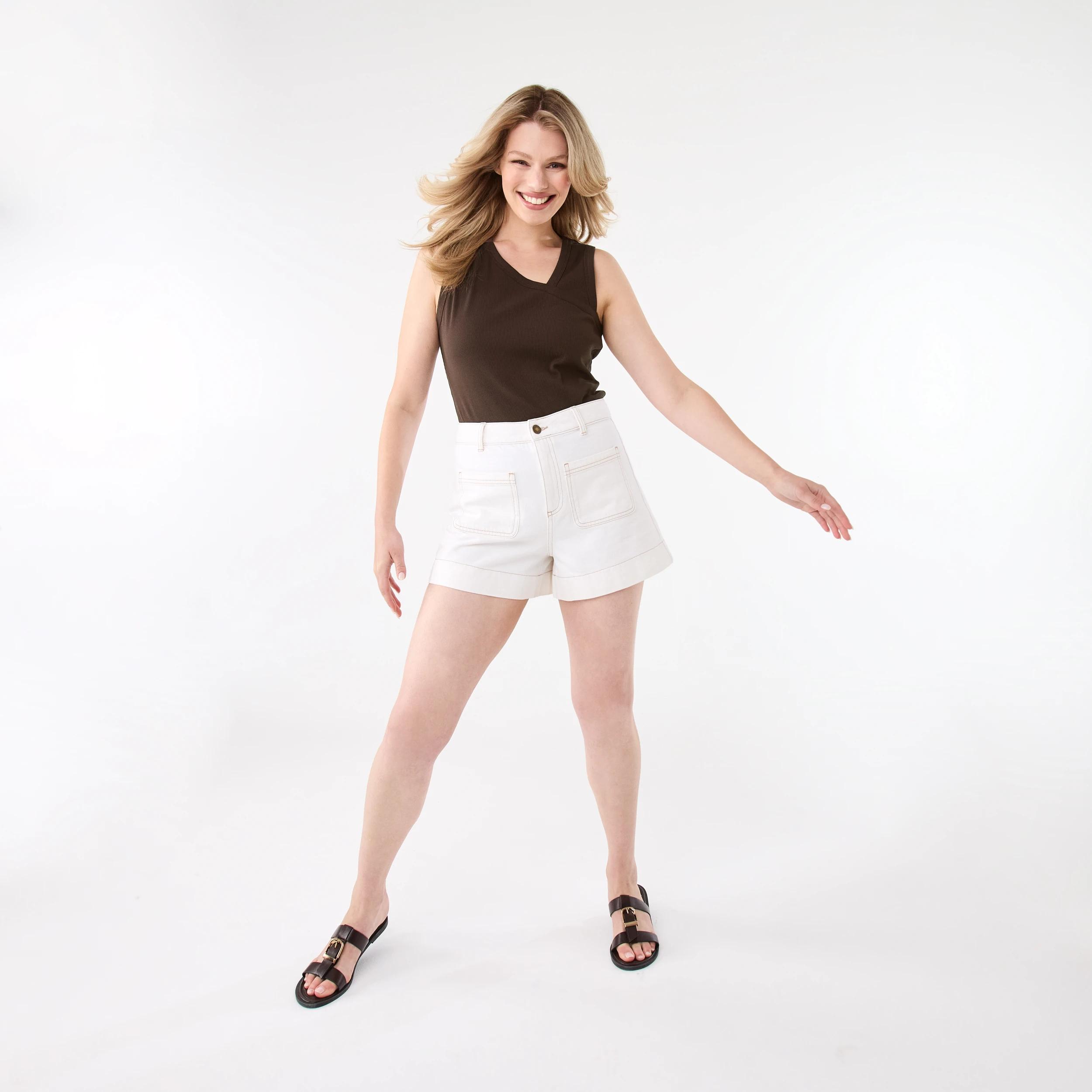 2 Pocket Front Denim Shorts Ecru, 2 of 8