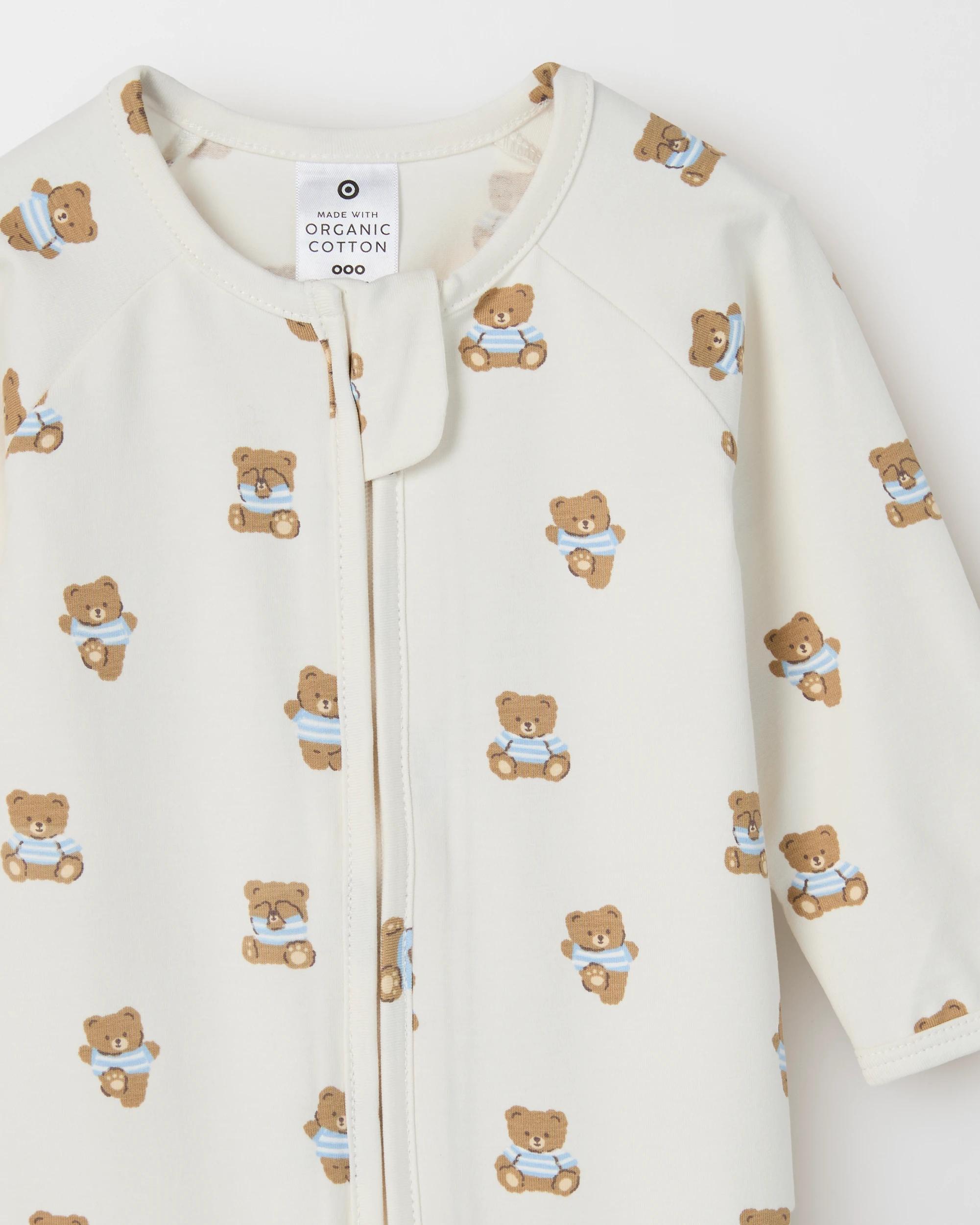2 Target Baby Baby Organic Cotton Zip Coverall TEDDIES CREAM, 2 of 2