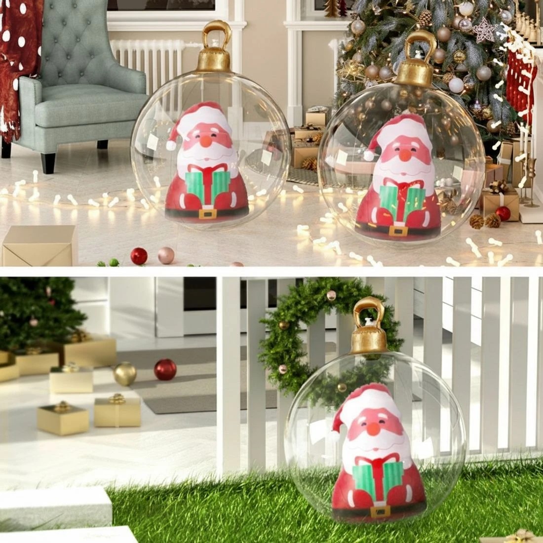 6 Jingle Jollys Christmas Inflatable Ball 60cm Santa Decoration Giant Bauble - Multi, 6 of 7