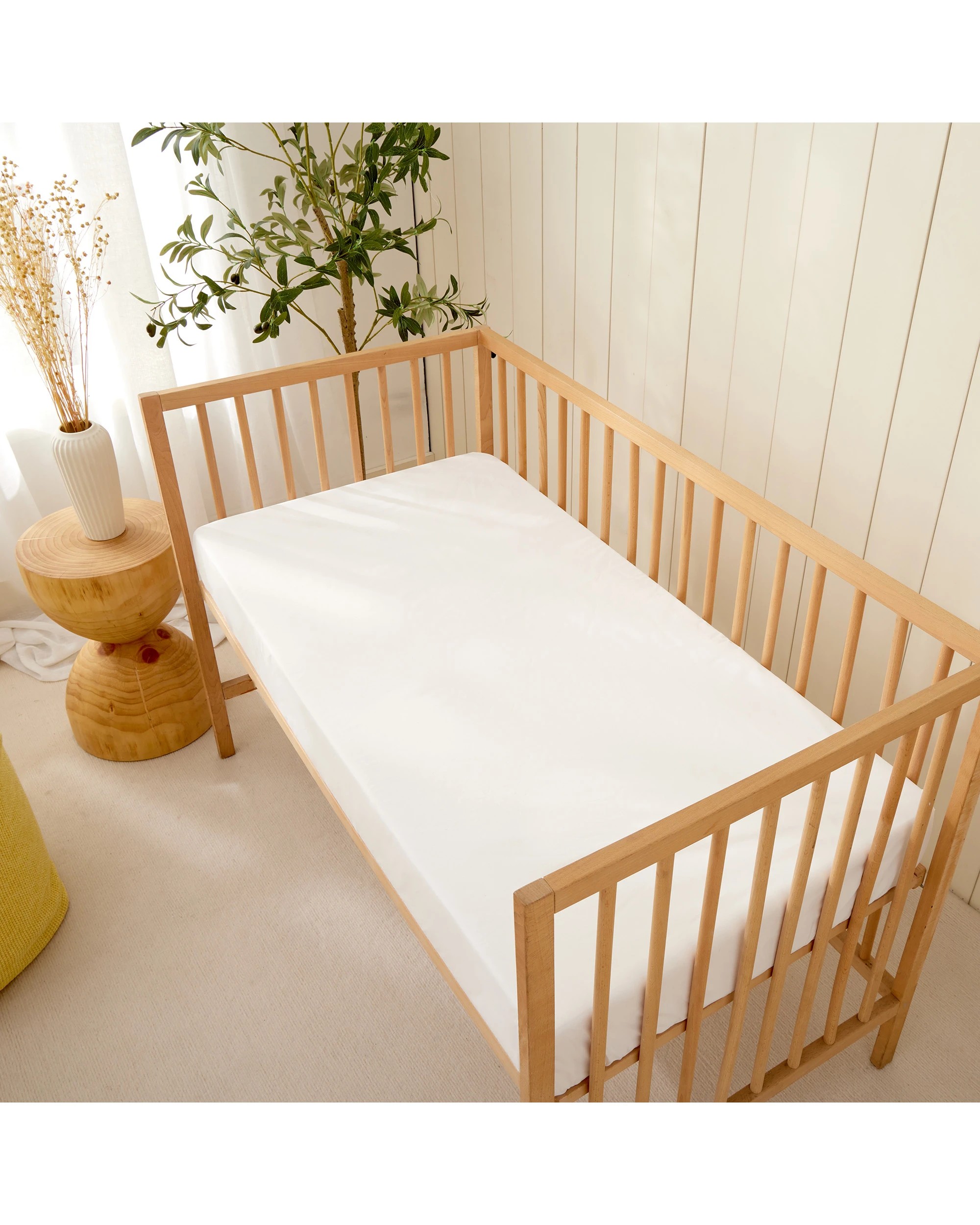 2 Dreamaker Baby Bamboo Cotton Jersey Waterproof Mattress Protector - COT Boori Size - White, 2 of 7