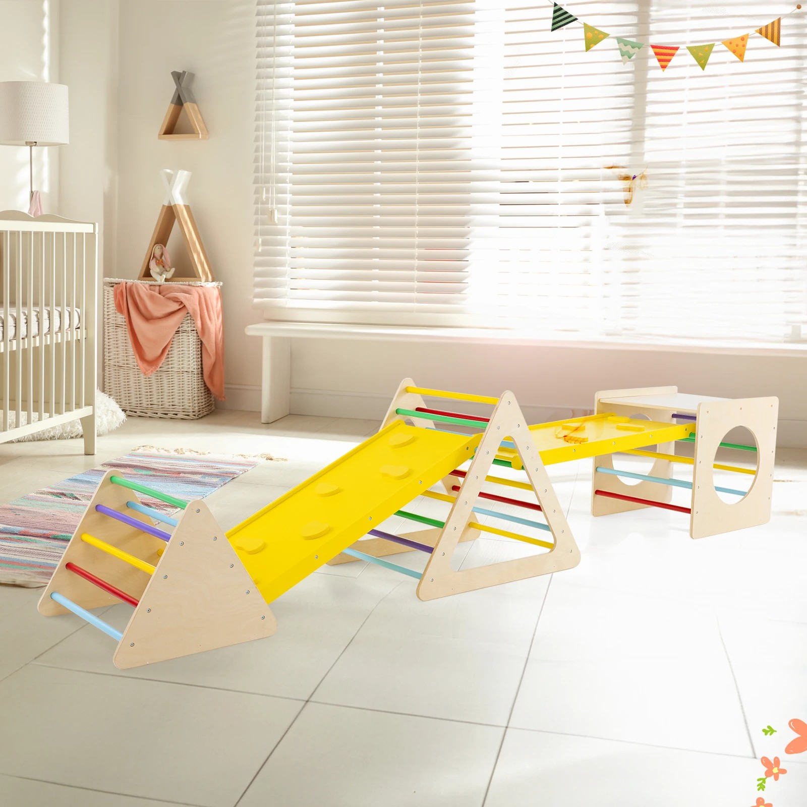 4 Costway Climb Playset 5 in 1 Slide Set Triangle Frame, 4 of 6