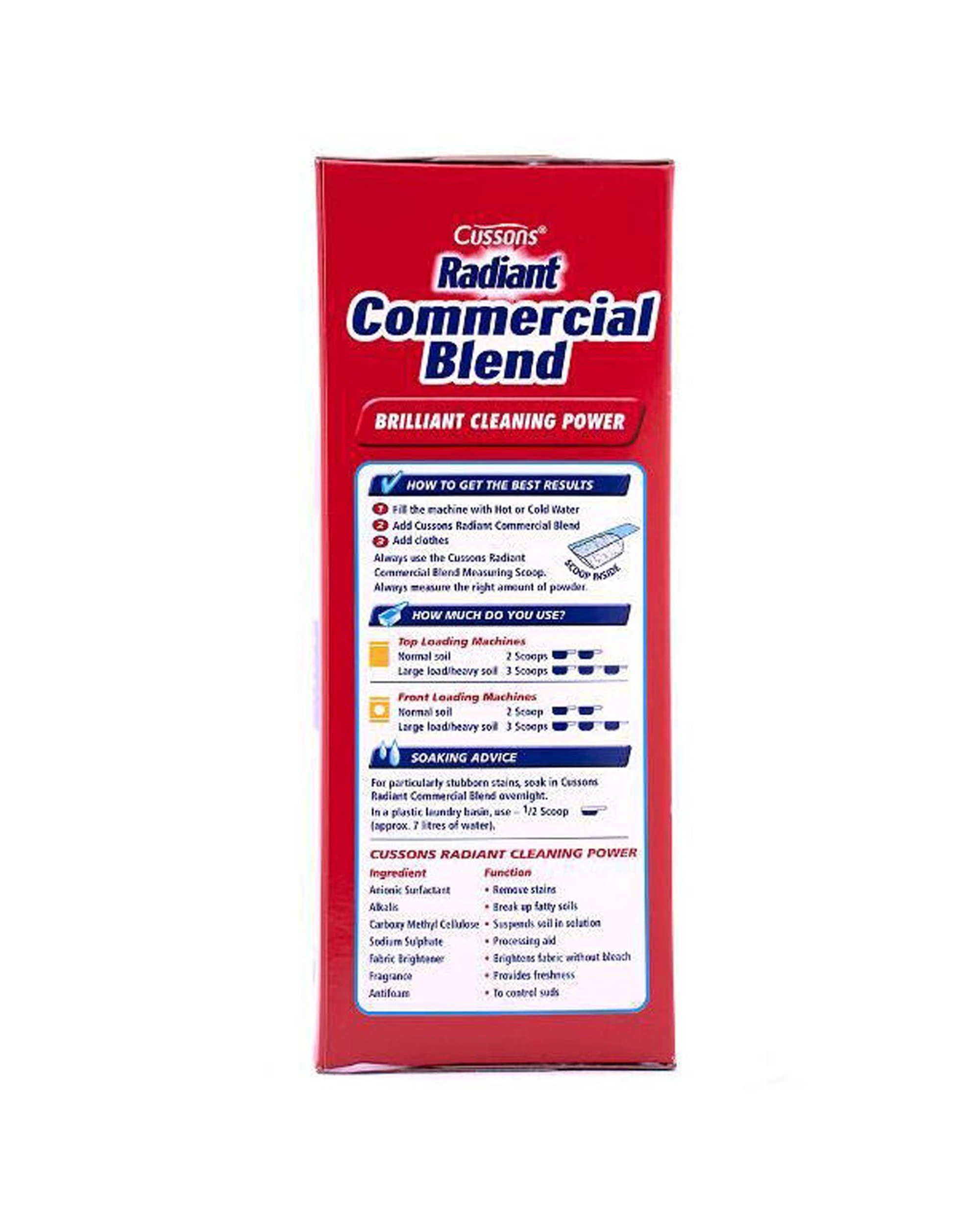 4 Cussons 3PK Cussons Radiant Commercial Blend Front Top Loader Laundry Powder 2kg - Red, 4 of 5