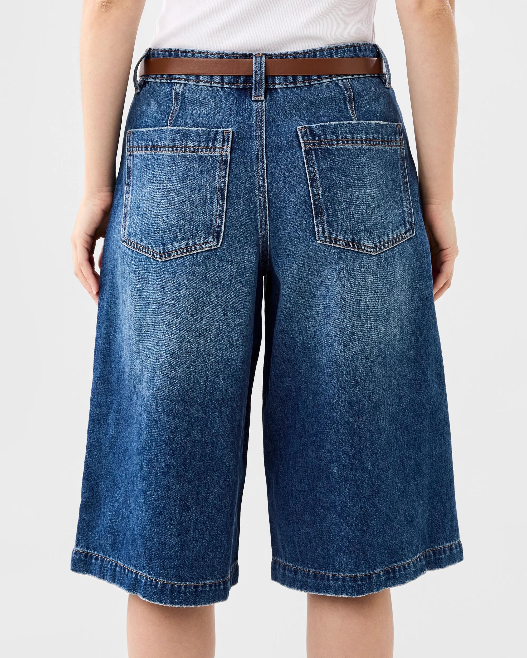 3 Belted Denim Jorts Mid Denim, 3 of 7