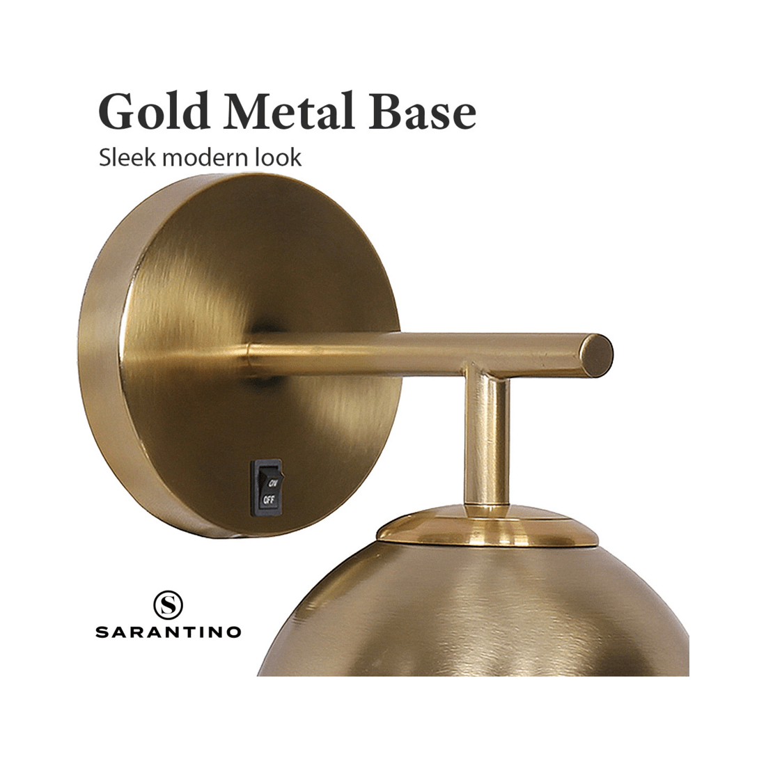 8 Sarantino Wall Lamp With Gold Metal Base And White Glass Shade, 8 of 10