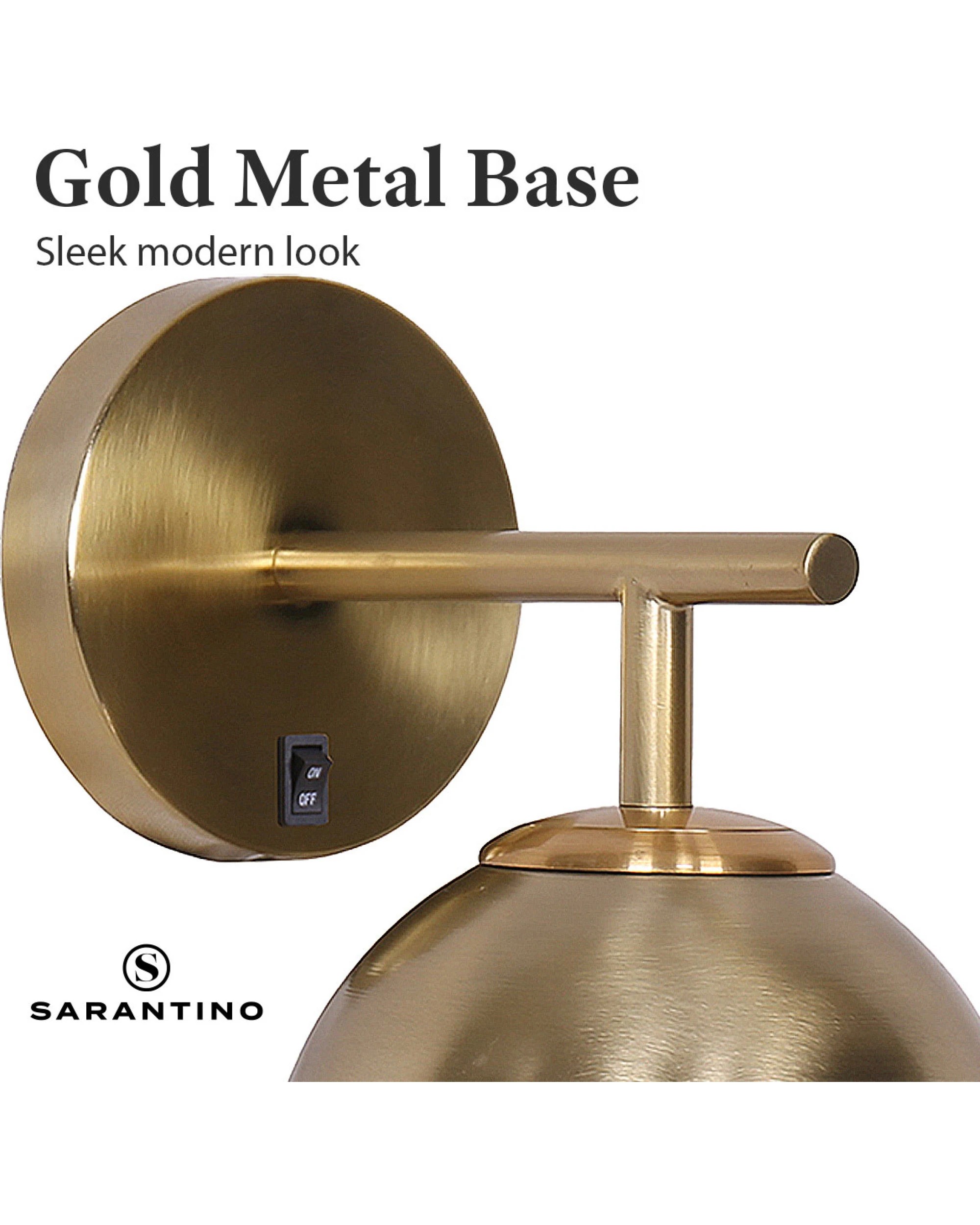 8 Sarantino Wall Lamp With Gold Metal Base And White Glass Shade, 8 of 10