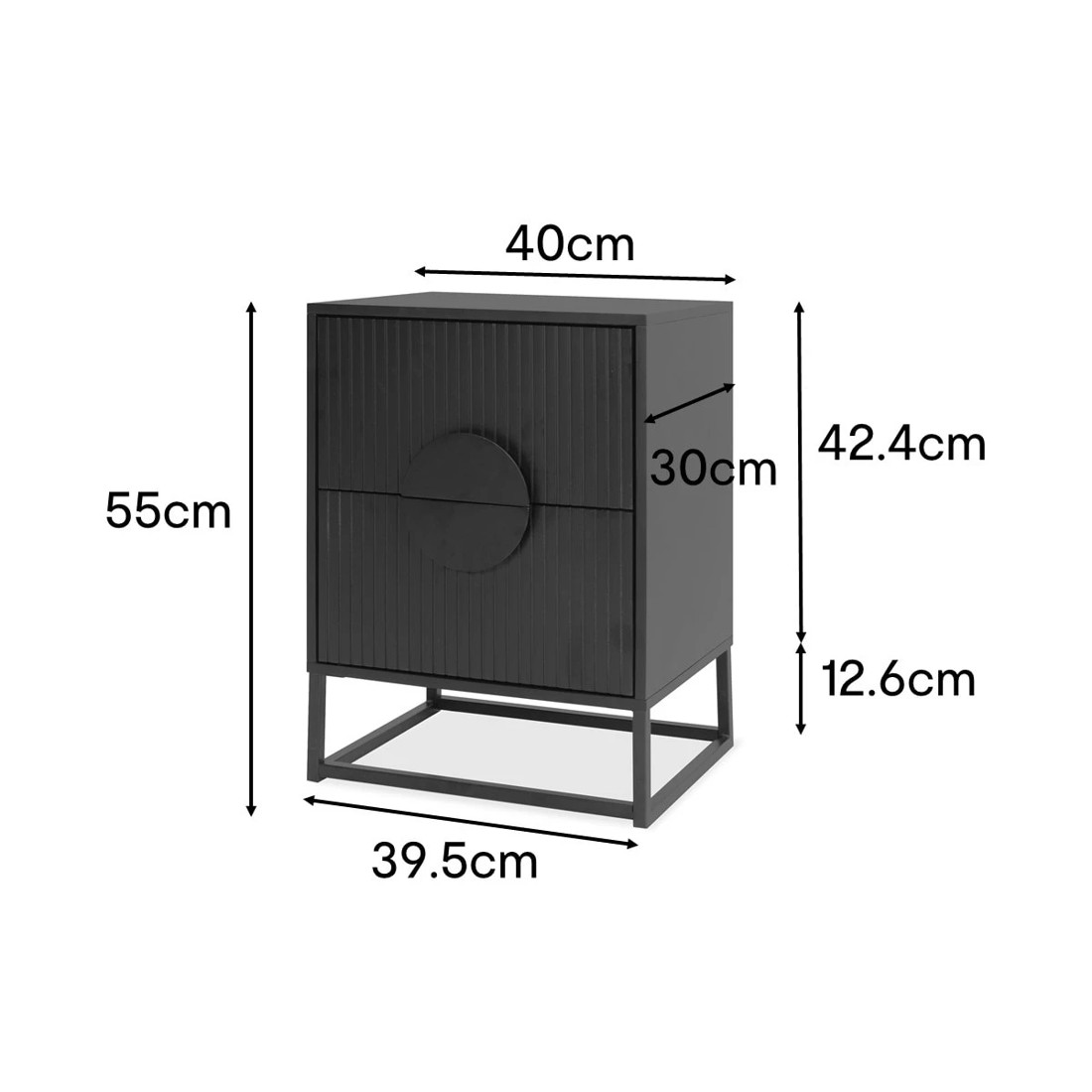 9 Stevie 2 Drawer Bedside Table - Black, 9 of 9