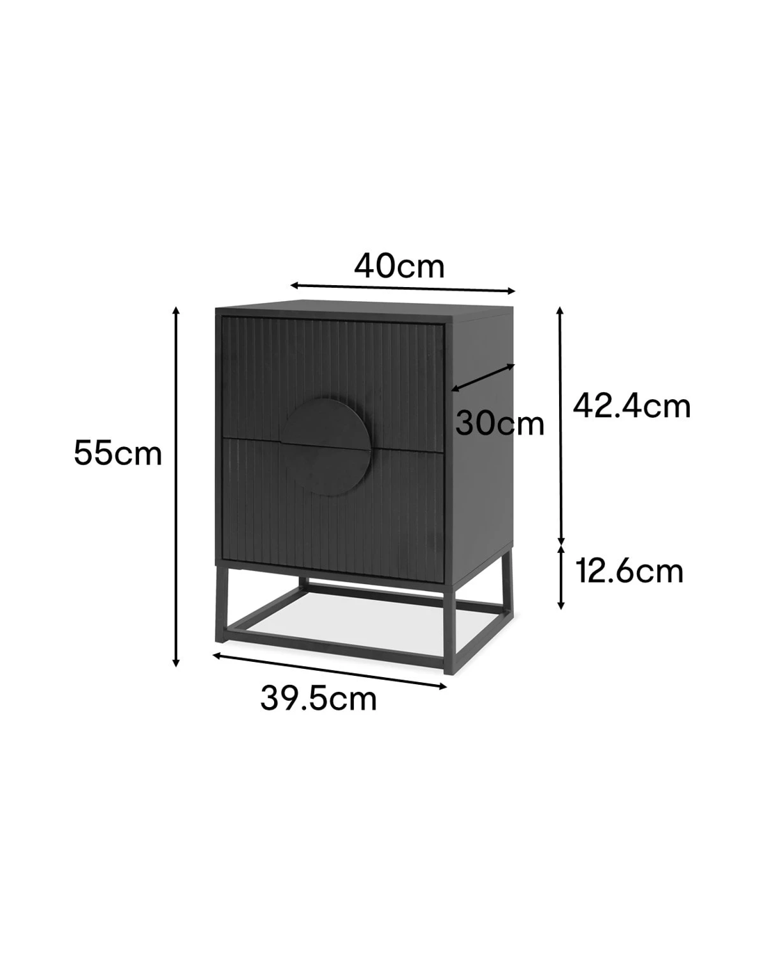 9 Stevie 2 Drawer Bedside Table - Black, 9 of 9