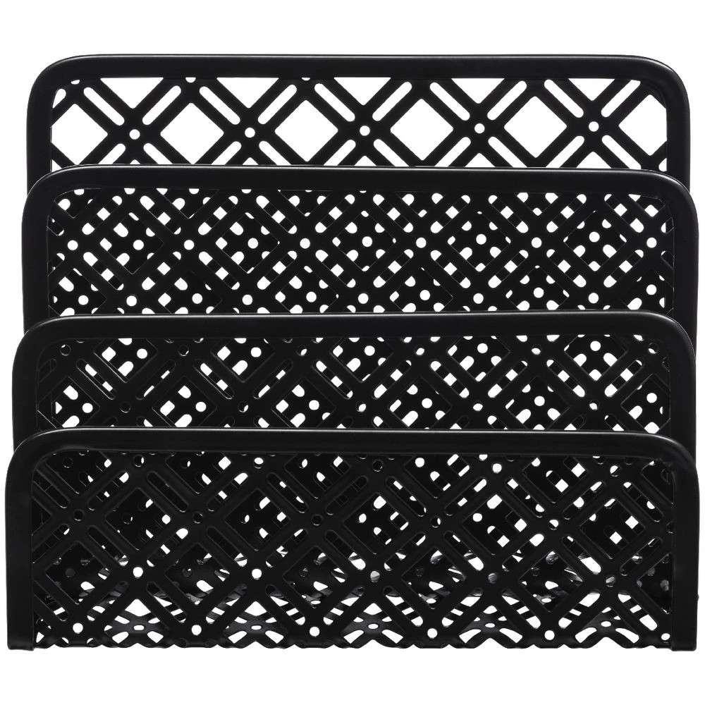 2 Otto Diamond Metal 3 Tier Letter File Black, 2 of 3