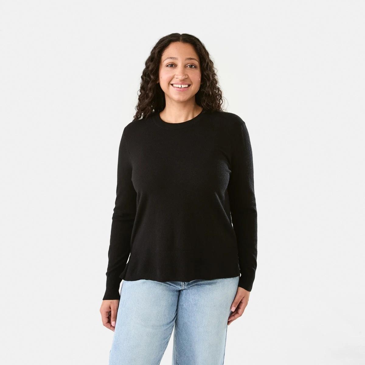1 Crew Neck Lightweight Jumper Black, 1 of 6