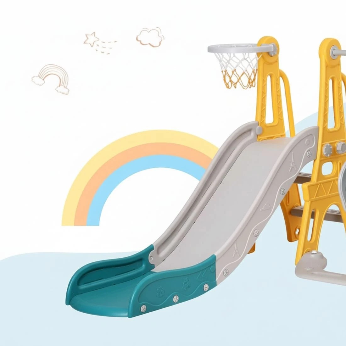 5 Keezi Kids Slide Swing Set Basketball Outdoor Toys Adjustable Height 140cm - Multi, 5 of 5