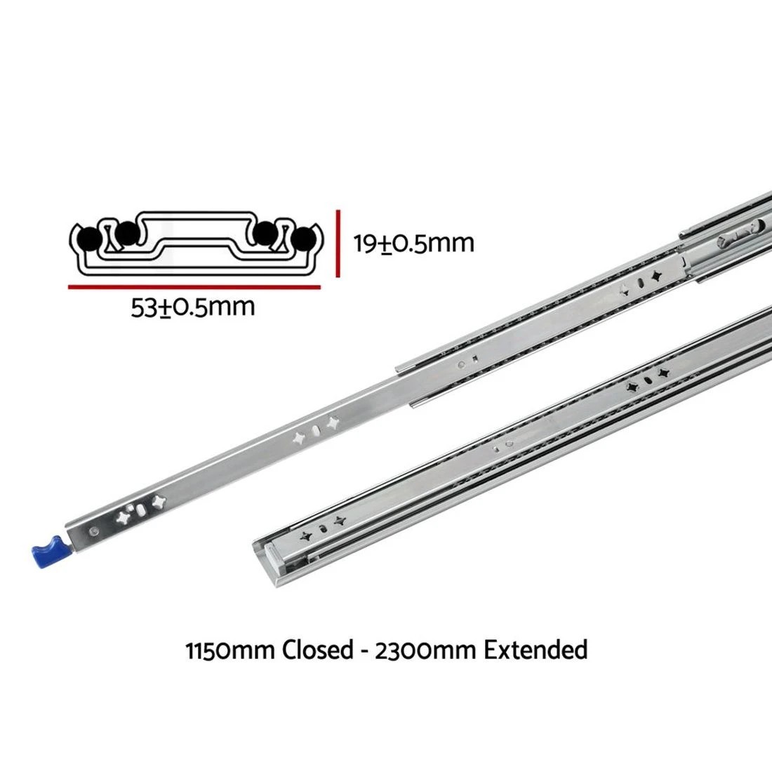 2 Giantz 2x Drawer Slides Heavy Duty Full Extension Locking 1150-2300mm Length - Silver, 2 of 8