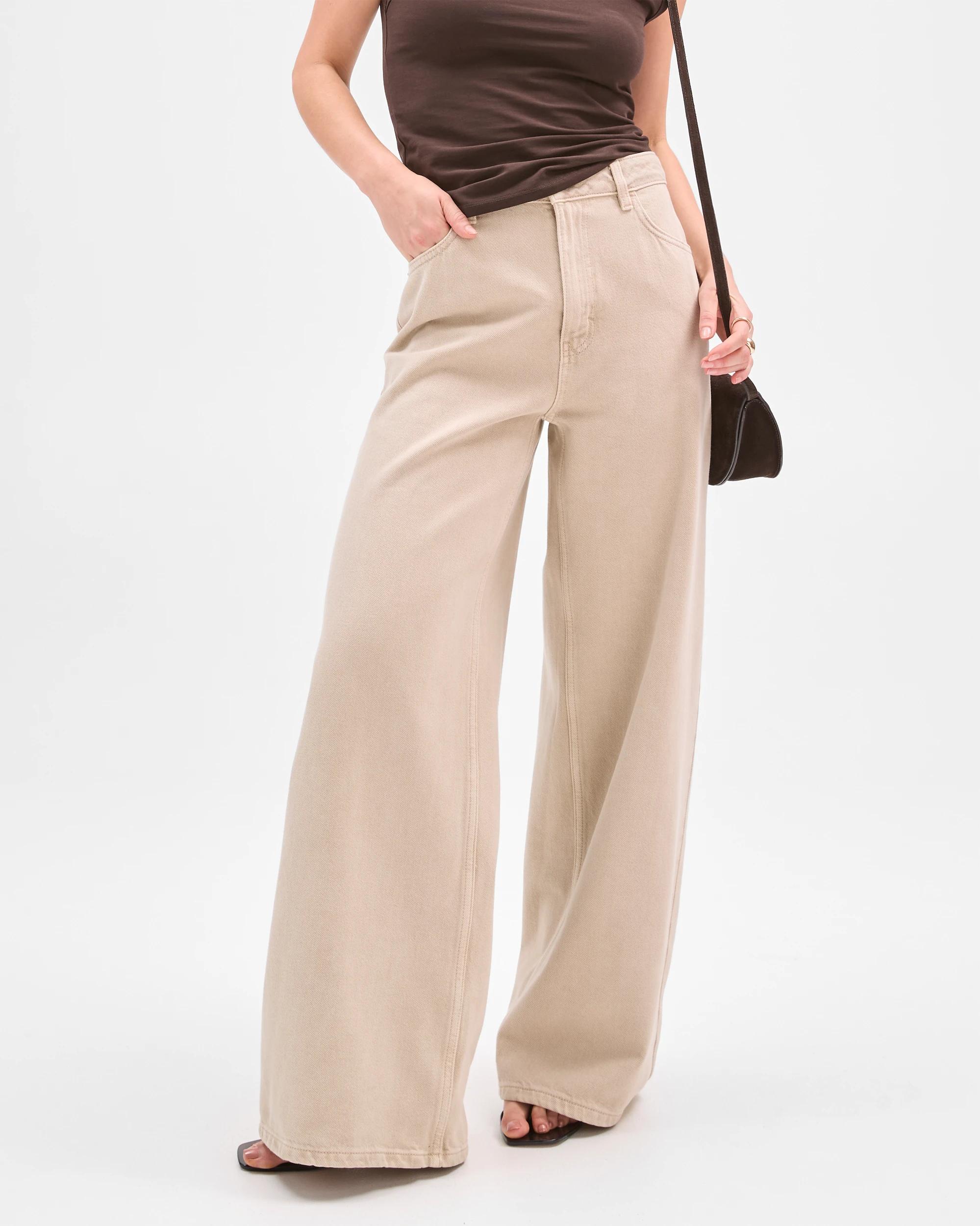 2 Lily Loves Australian Cotton Blend Wide Leg Denim Jeans SOFT STONE, 2 of 6
