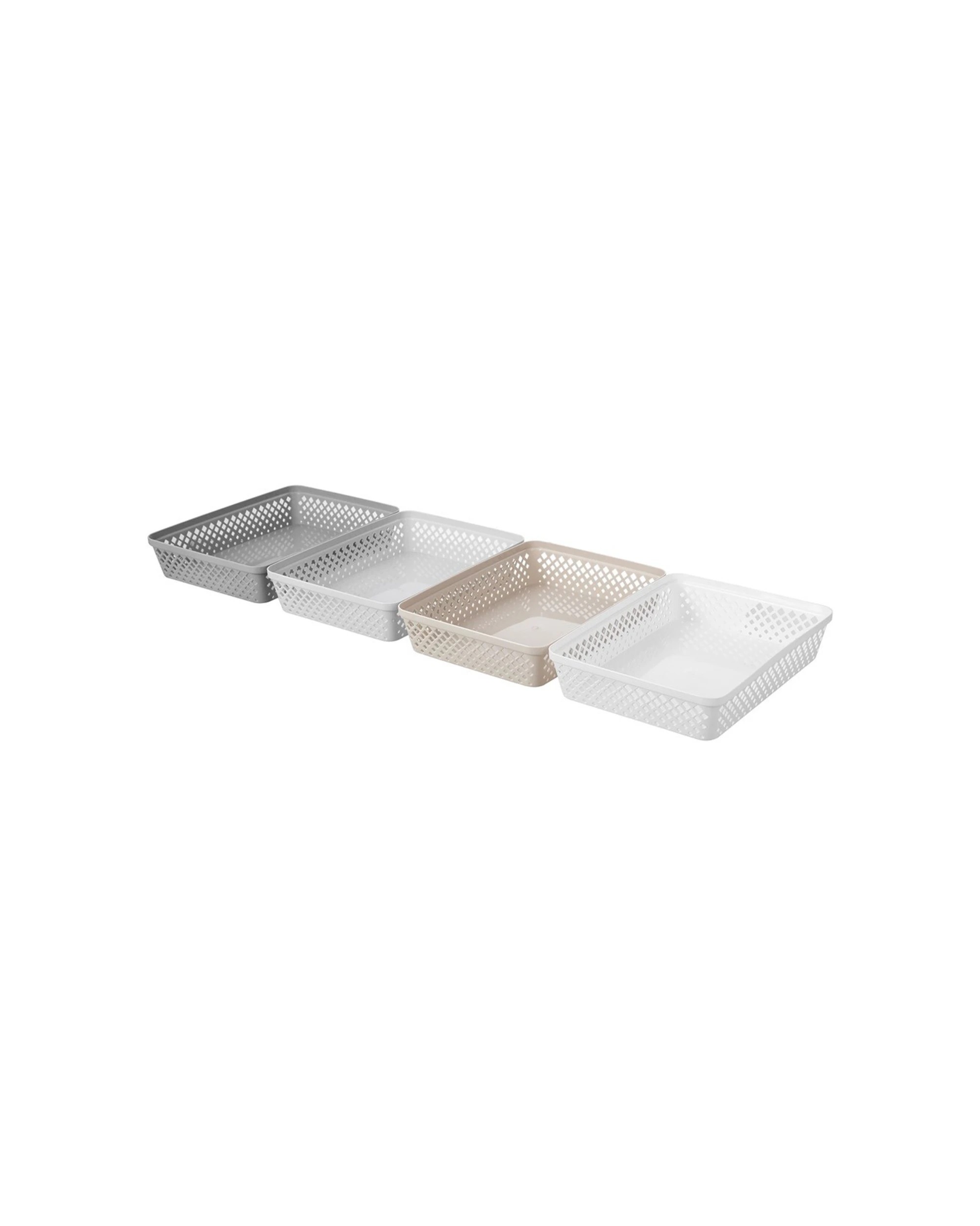 4 Boxsweden Kept Diamond 33x24cm Organiser Tray Multi-Use Design Plastic 6.5cm
 - white, 4 of 4