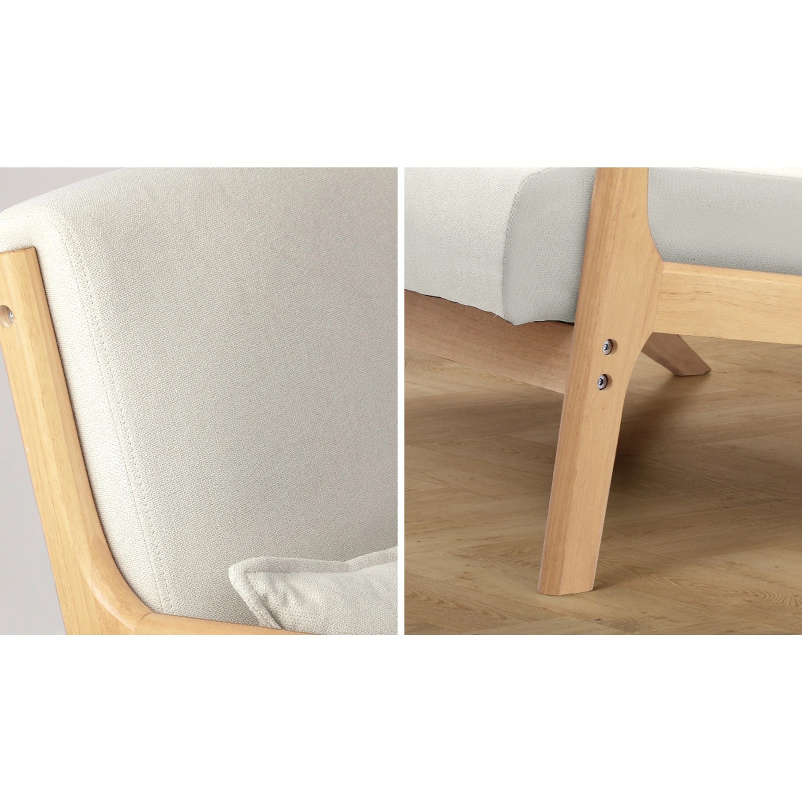 4 Oikiture Armchair Lounge Chair Accent Couch Sofa Pillows 2 Seater Fabric
 - Beige, 4 of 10