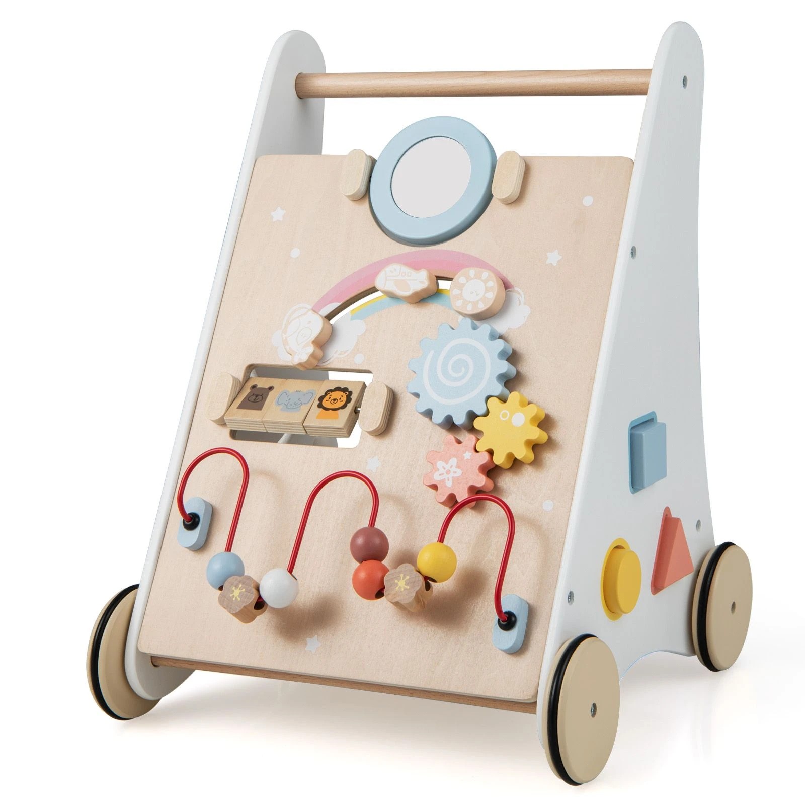 1 Costway 7-in-1 Activity Walker Wood Push Pull Cart, 1 of 5