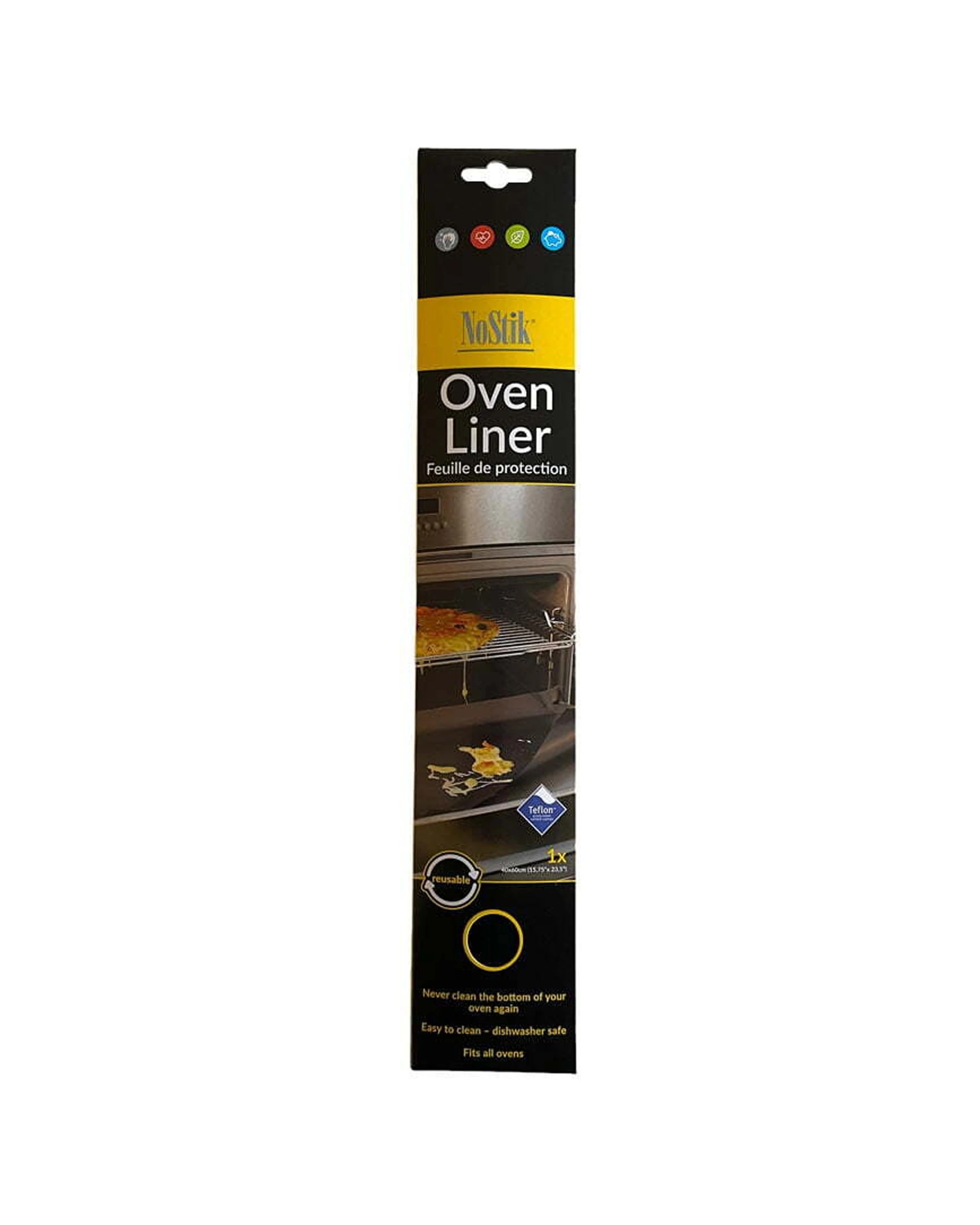 1 Nostik Reusable Heavy-duty Oven Protector 60x40cm Dishwasher Safe Cut To Size - Black, 1 of 3